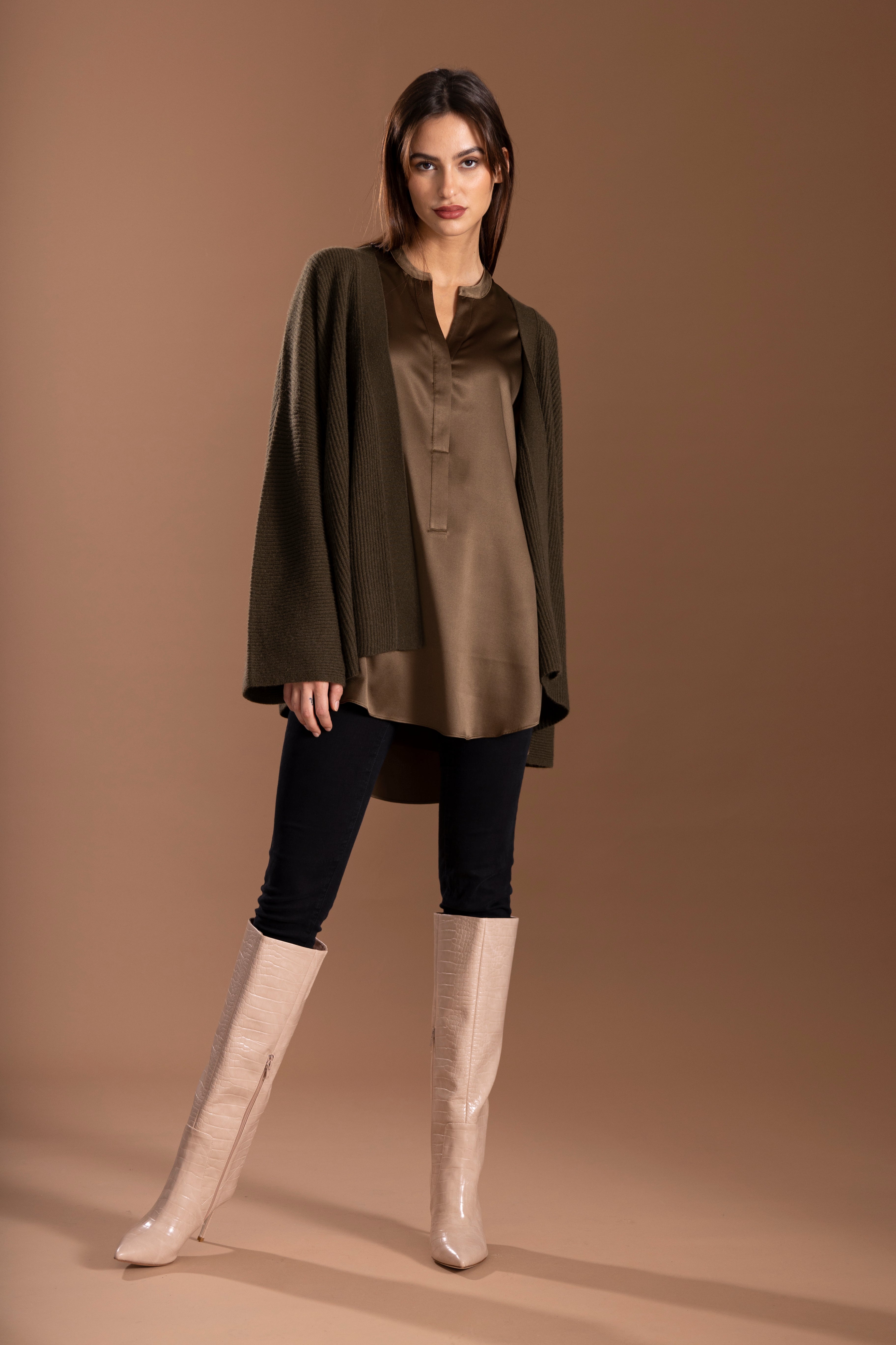 Seidenstretch LongBluse - bamboo