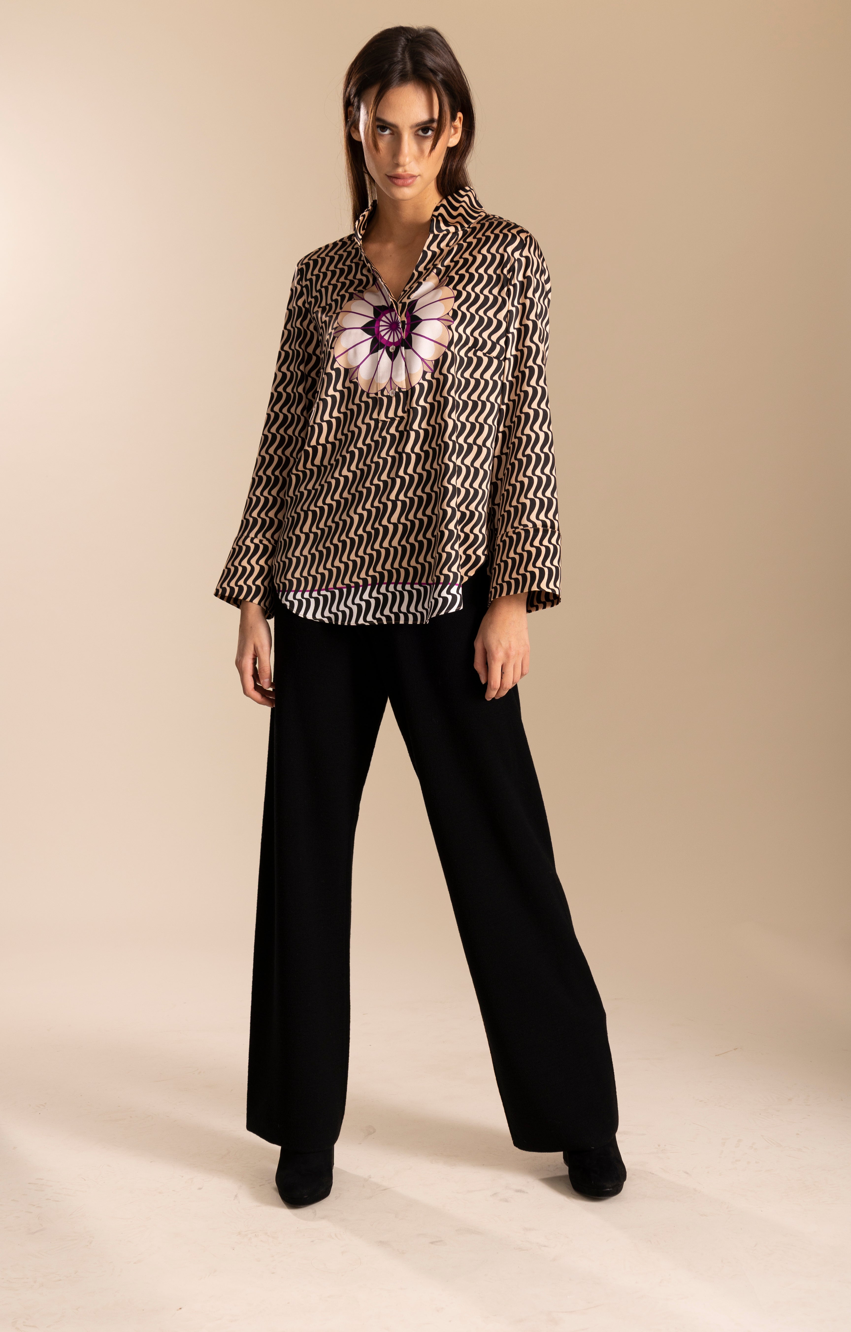 Seidenbluse - cappuccino