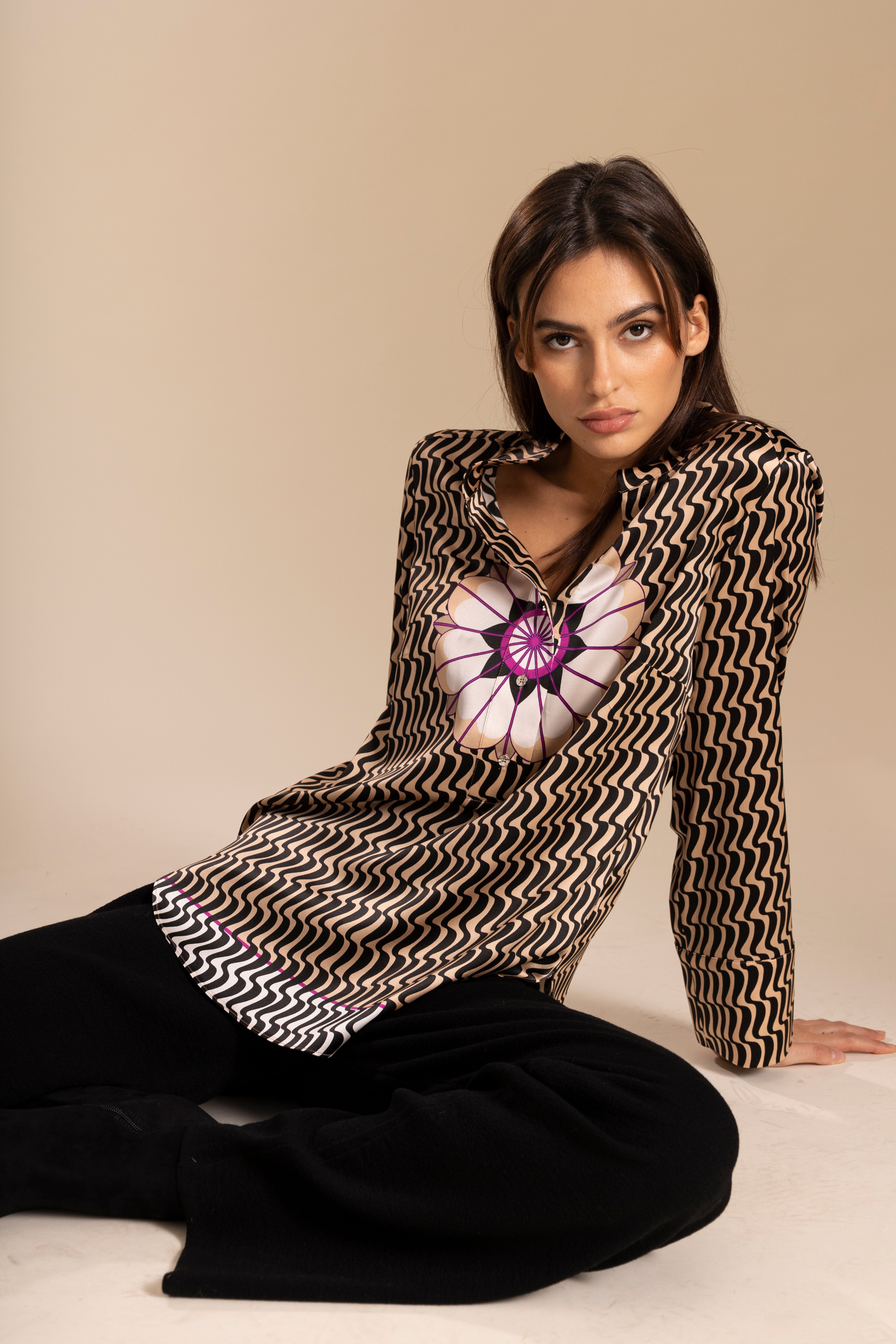 Seidenbluse - cappuccino