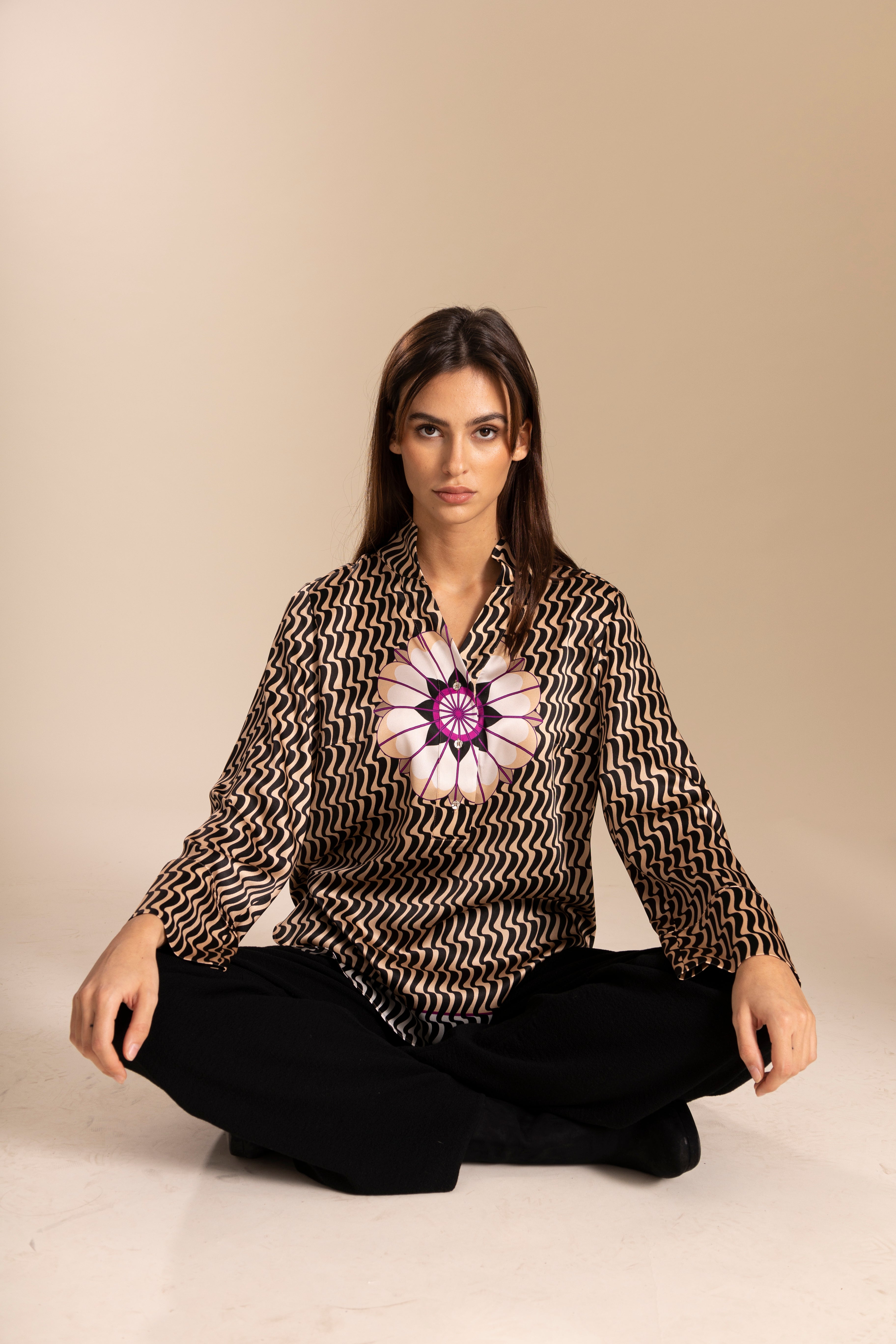 Seidenbluse - cappuccino