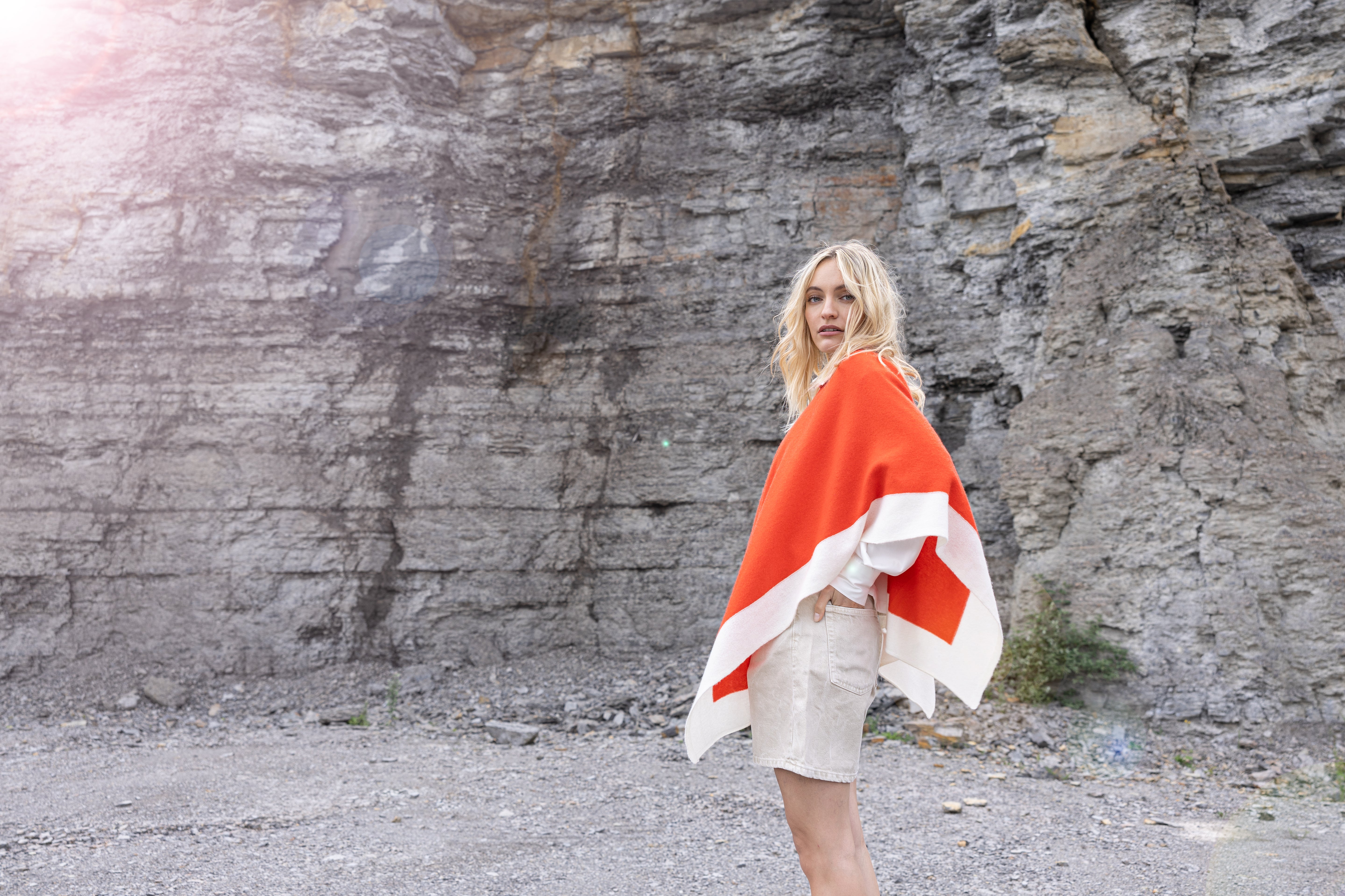 Poncho mit Cashmere, grenadine