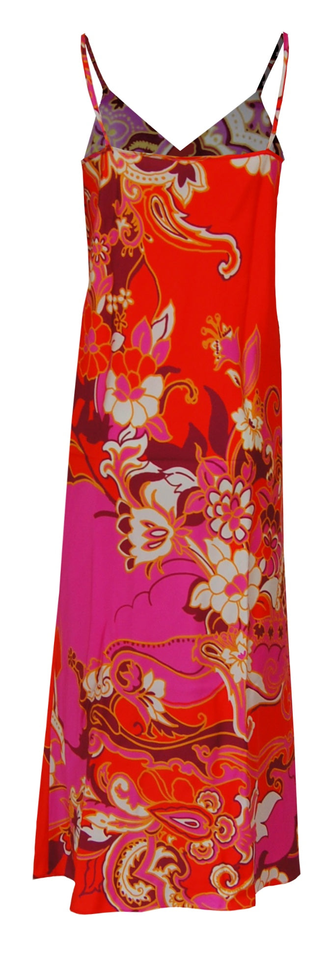 fließendes Spaghettiträgerkleid - hot coral
