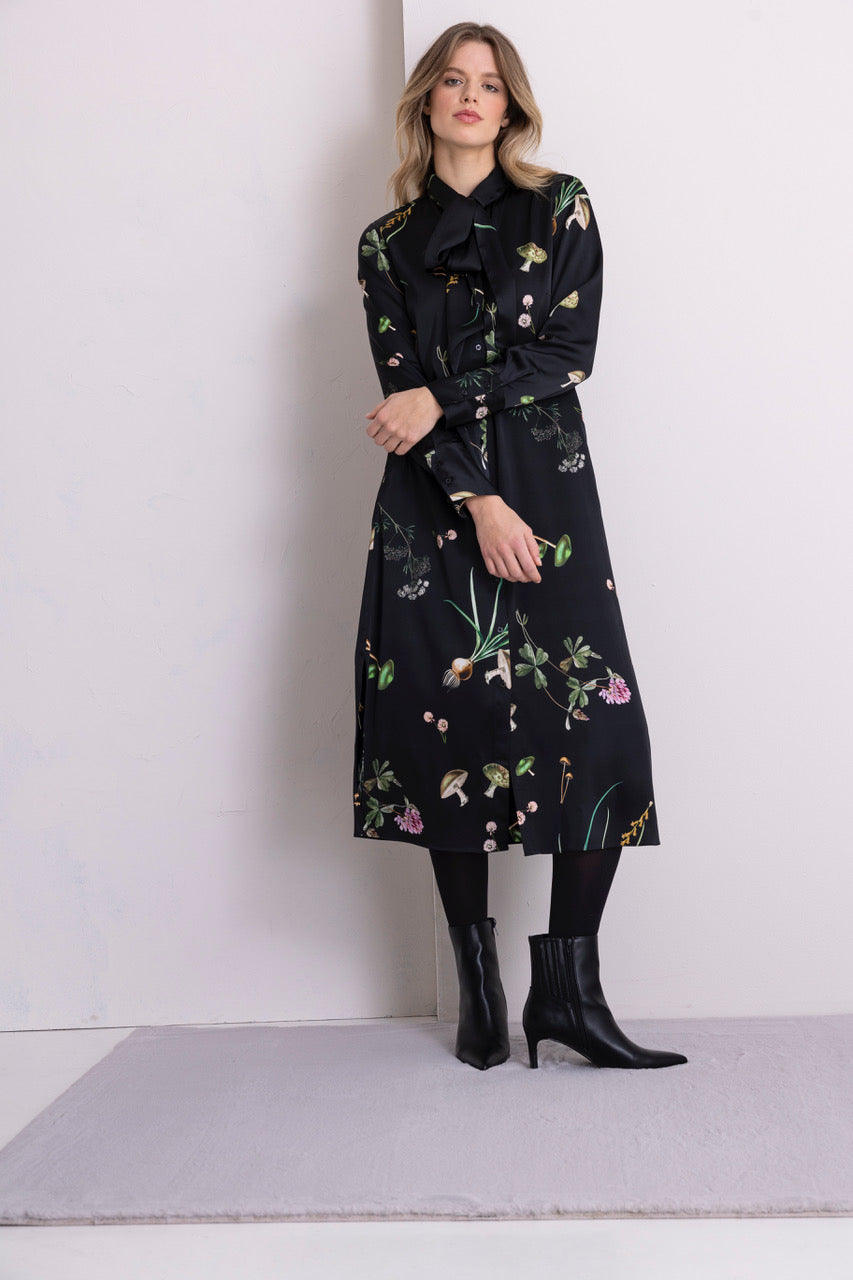 Hemdblusenkleid Viskosesatin mit Stretch