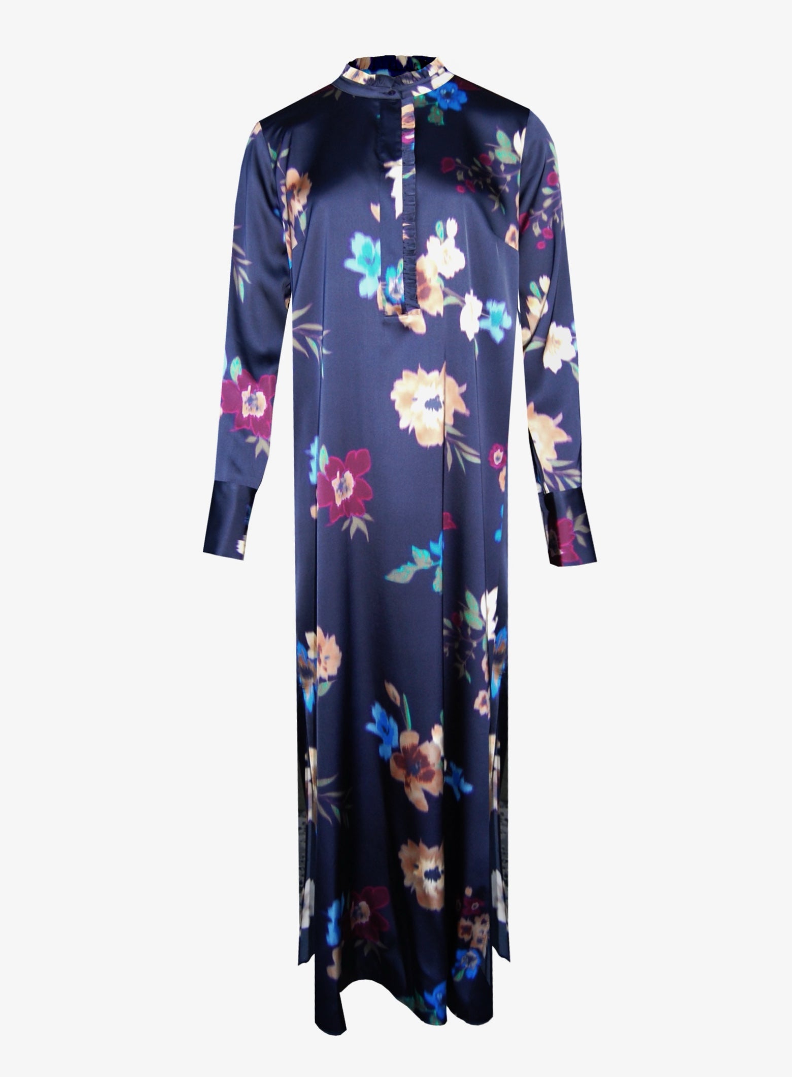 Langes Viskosekleid navy