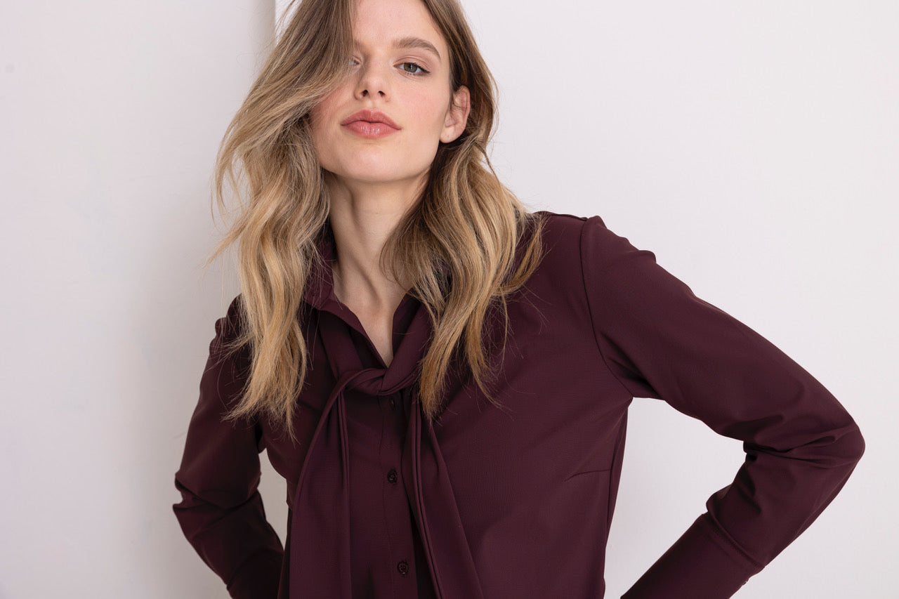 Hemdblusenkleid berry, bügelfrei