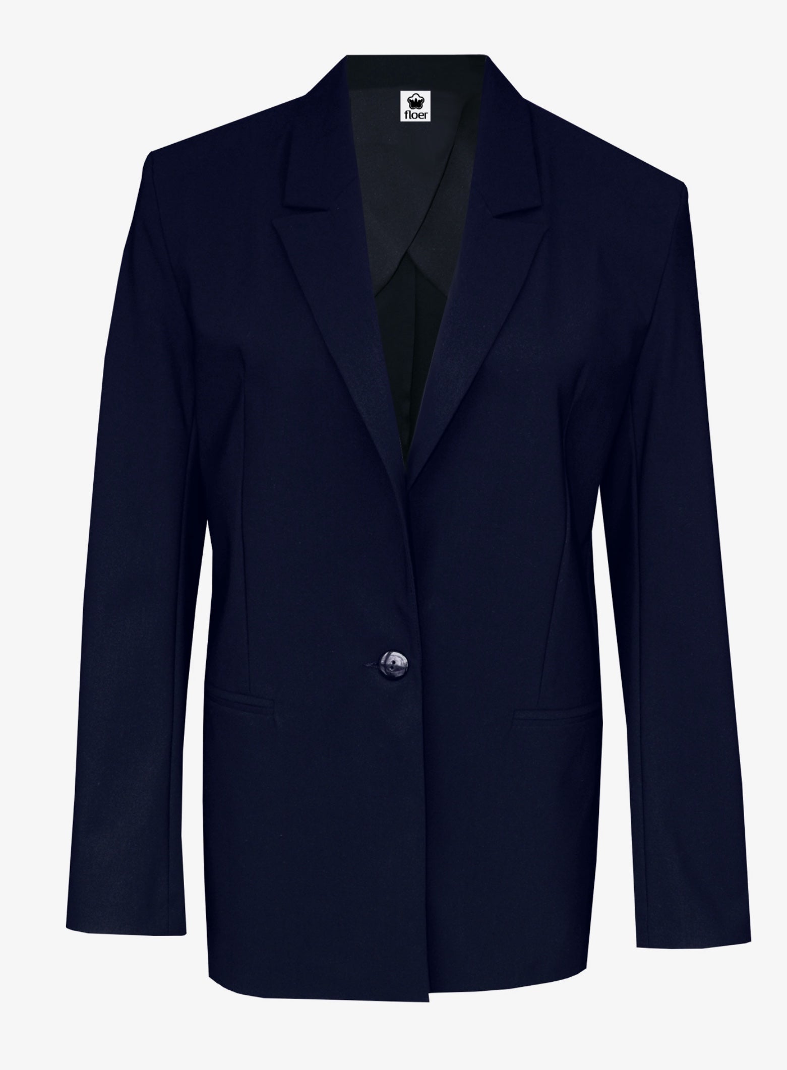 Lässiger Oversized Blazer Navy bügelfrei