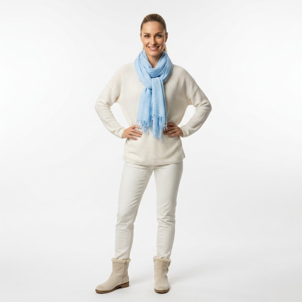 Handgefertigter Cashmere Schal frost