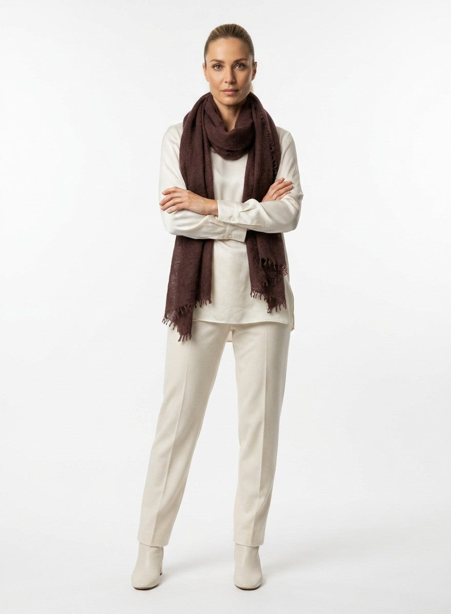 Handgefertigter Cashmere Schal Schoko