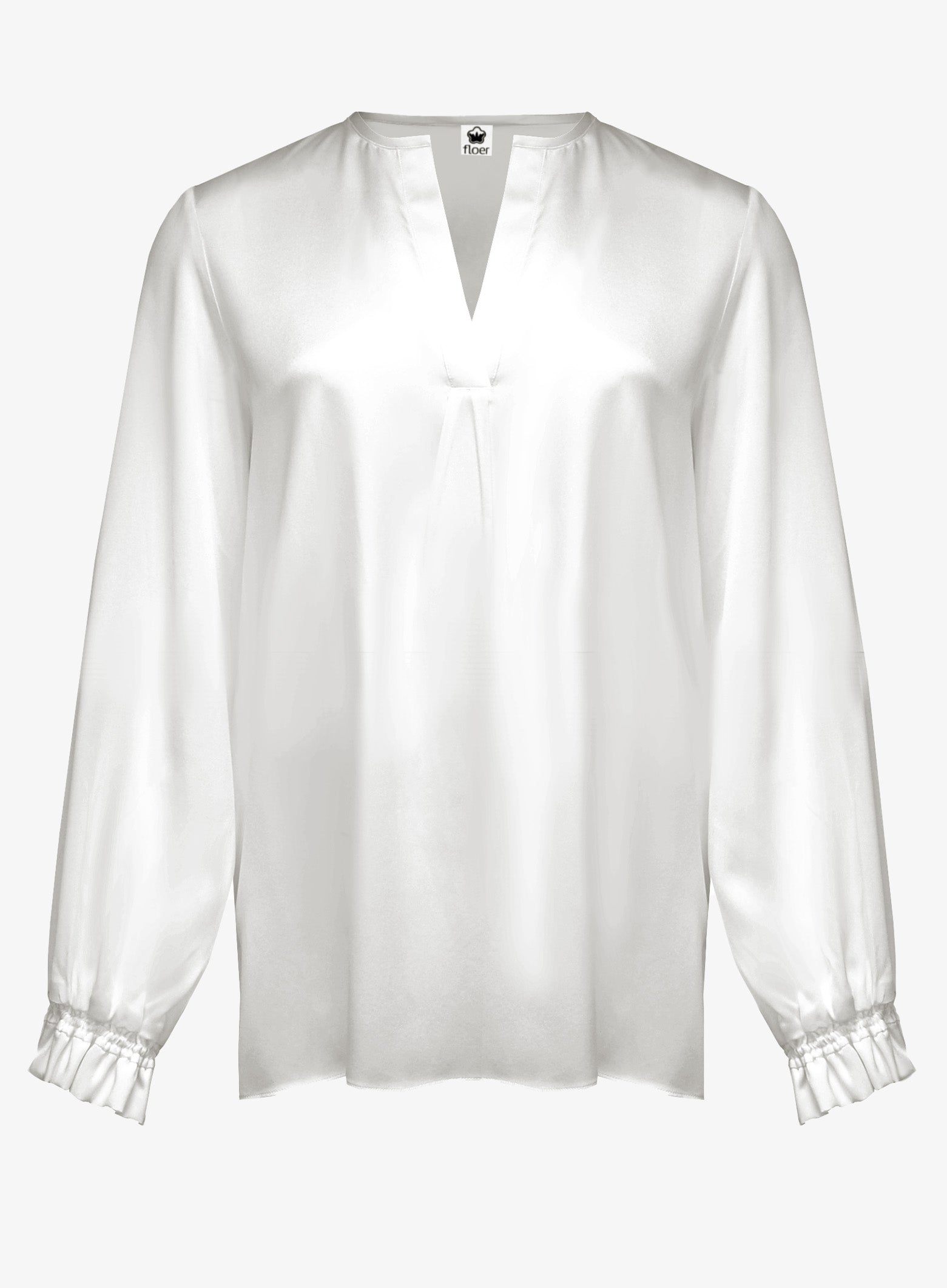Seidenbluse mit besonderer Manschette,white