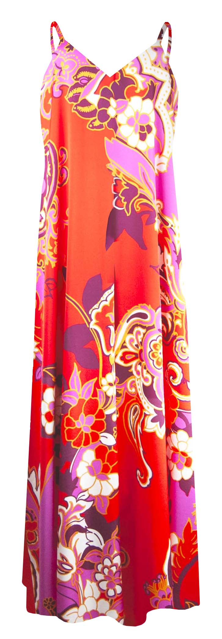 fließendes Spaghettiträgerkleid - hot coral