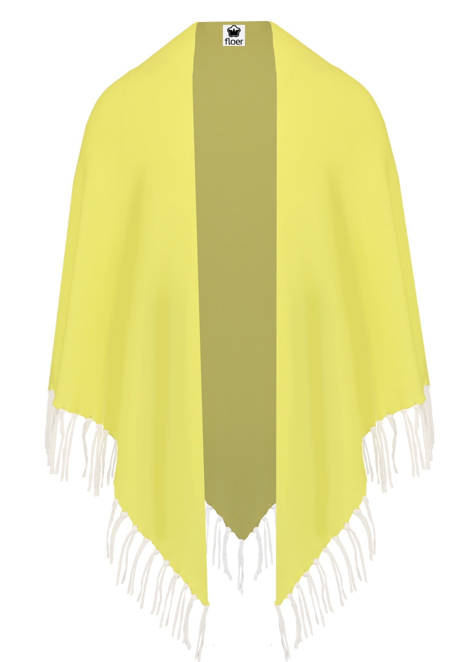 Poncho Dreieckstuch mit Fransen limoncello