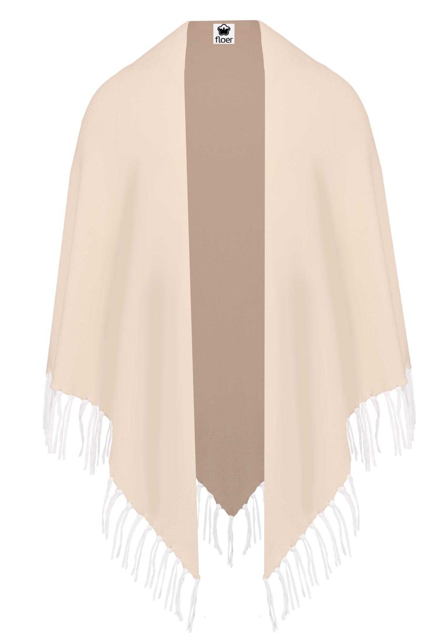 Poncho Dreieckstuch mit Fransen Stone