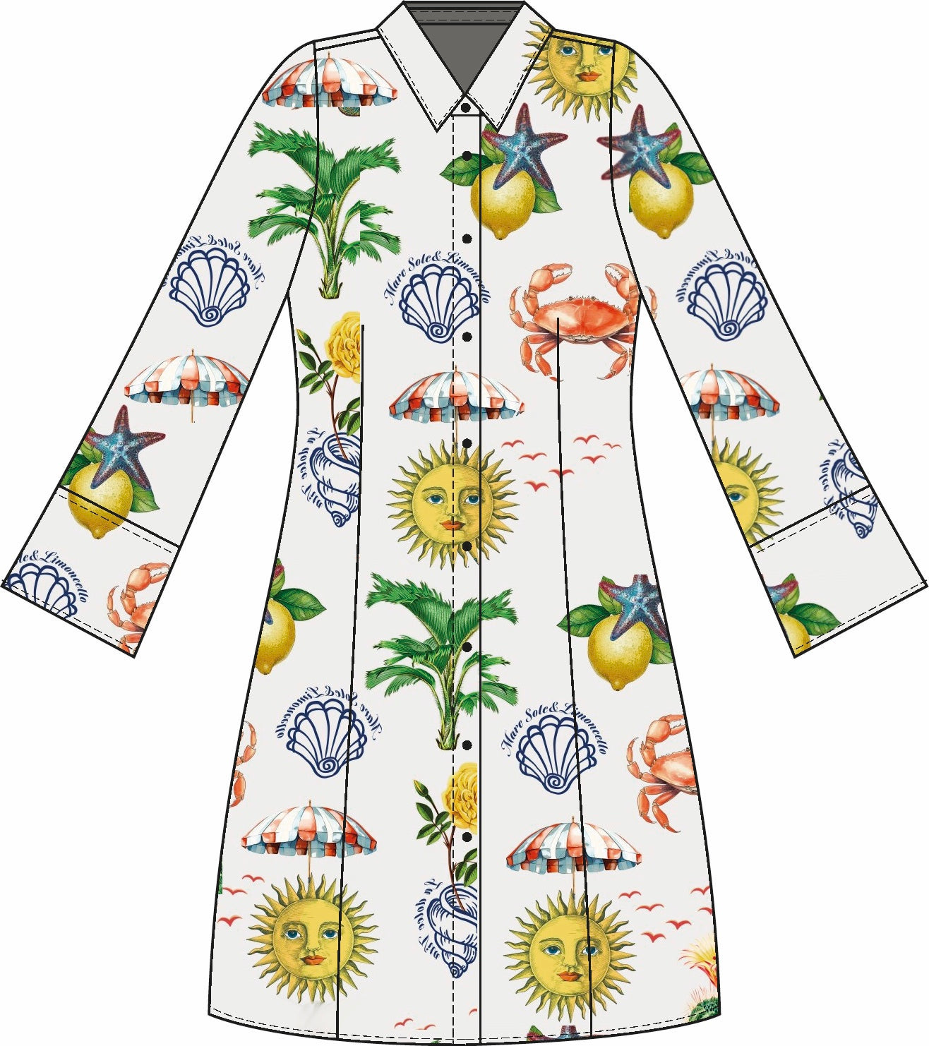 Seidenkleid mit weiten Manschetten