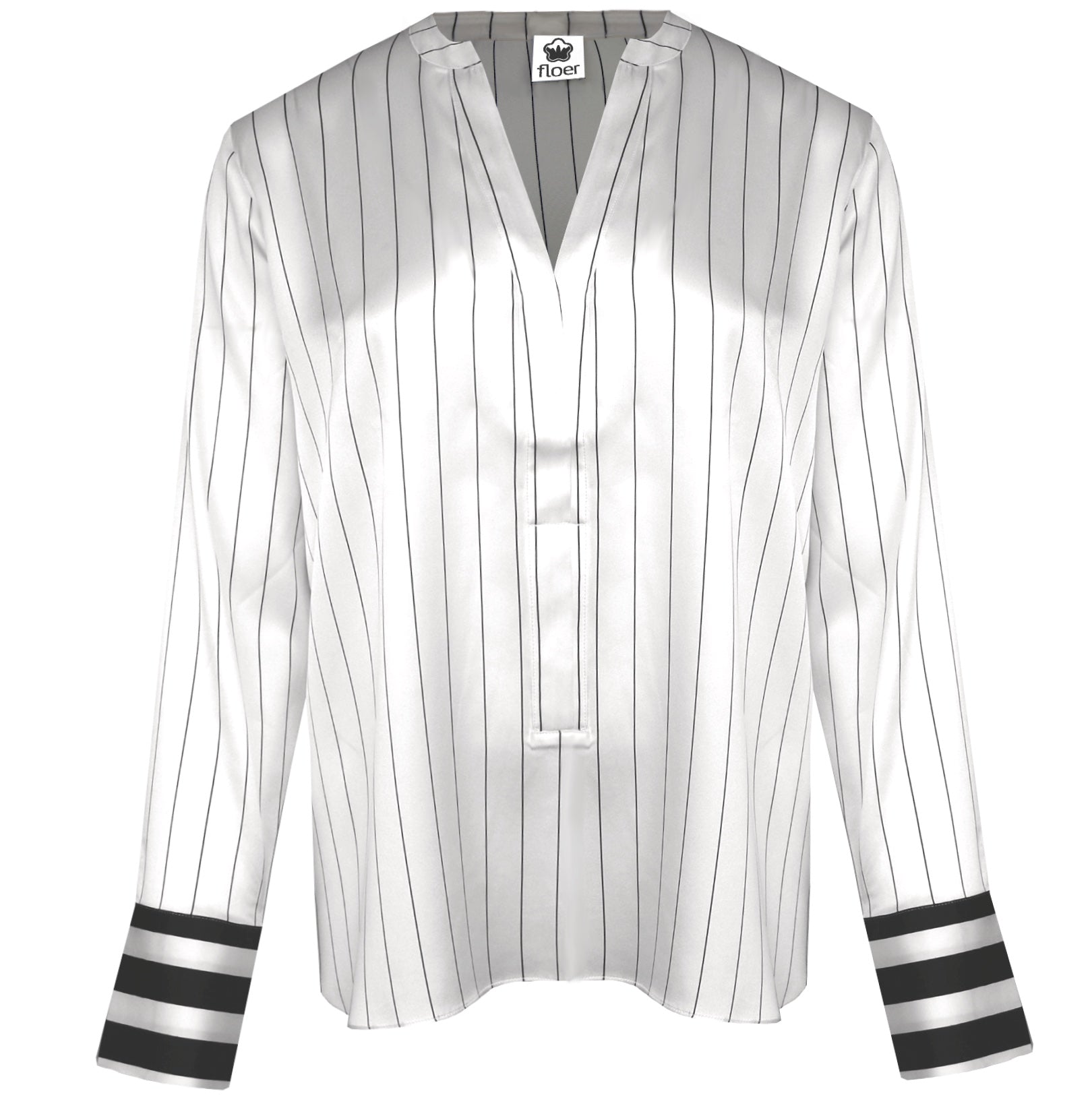 Seidenbluse mit Streifenprint