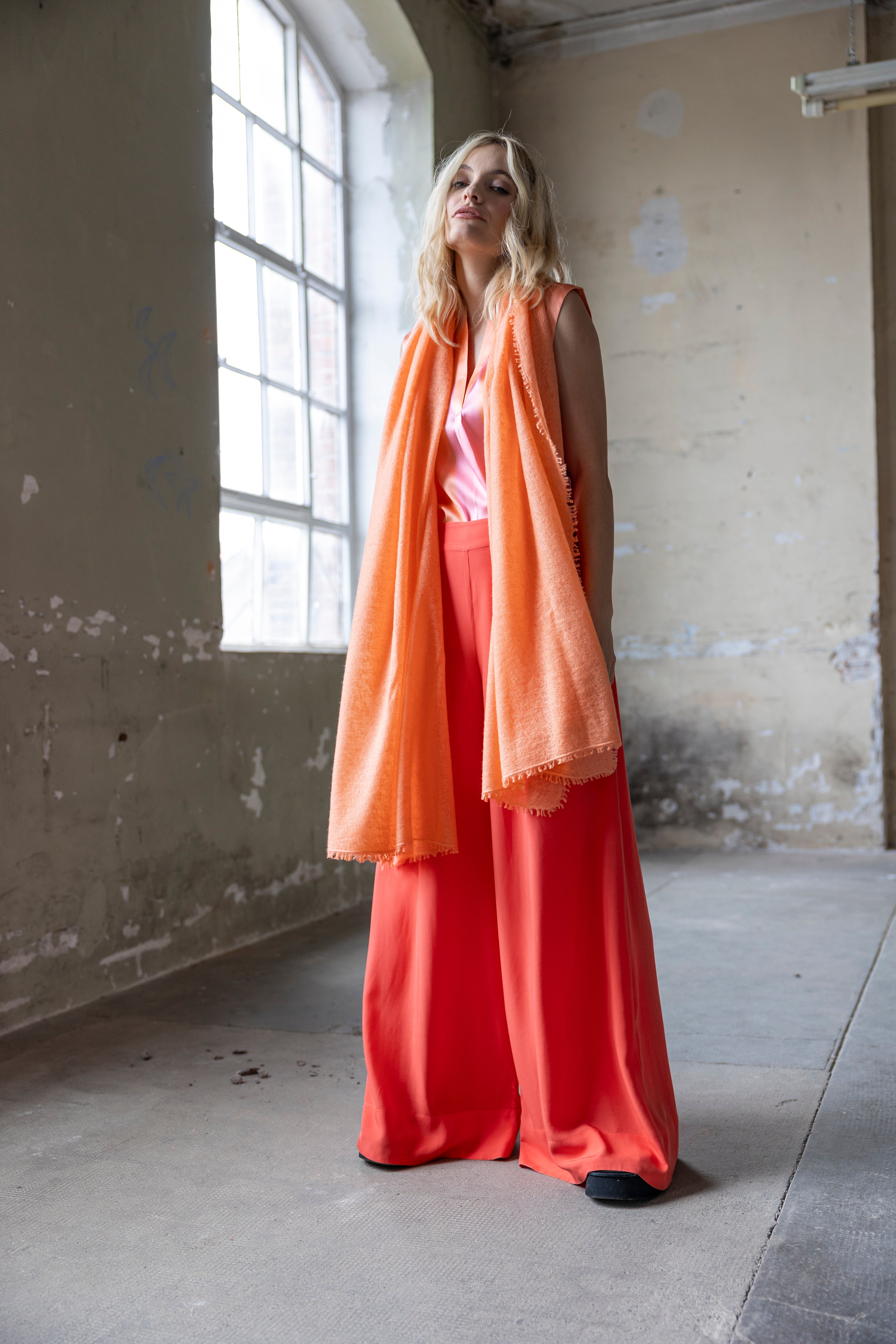 Handgefertigter Cashmere Schal Coral