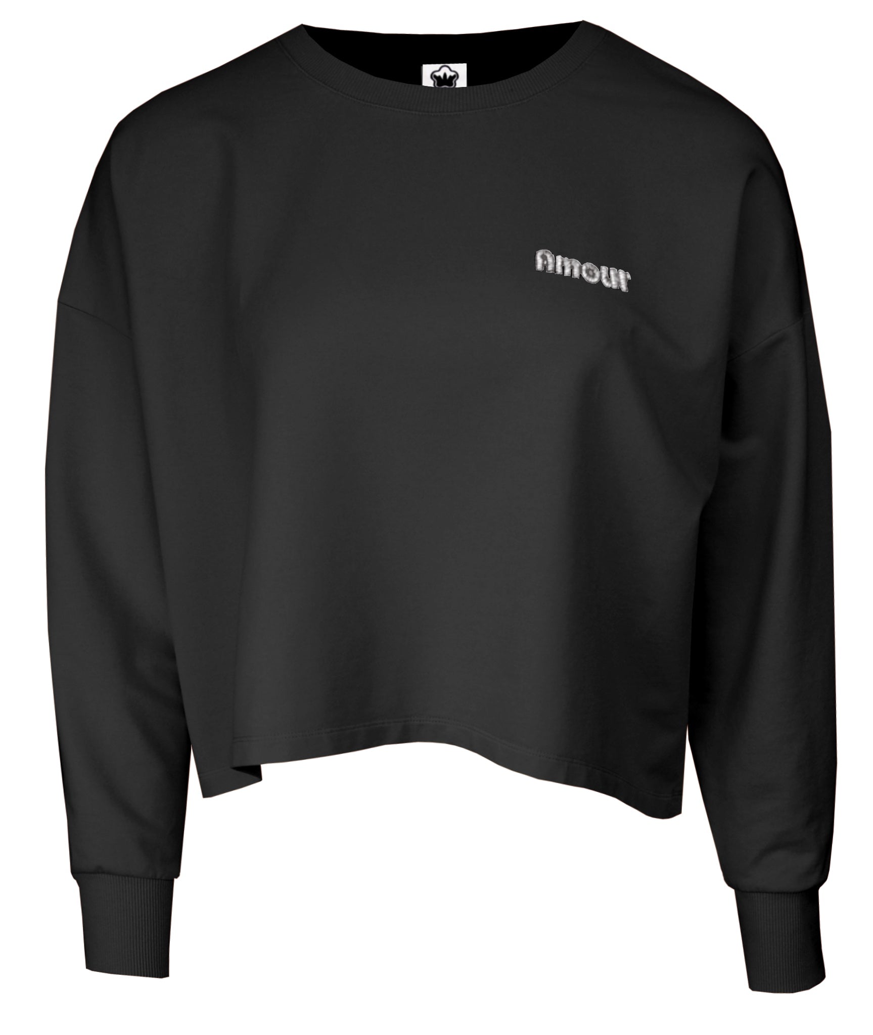 kastiges, kurzes Sweatshirt black