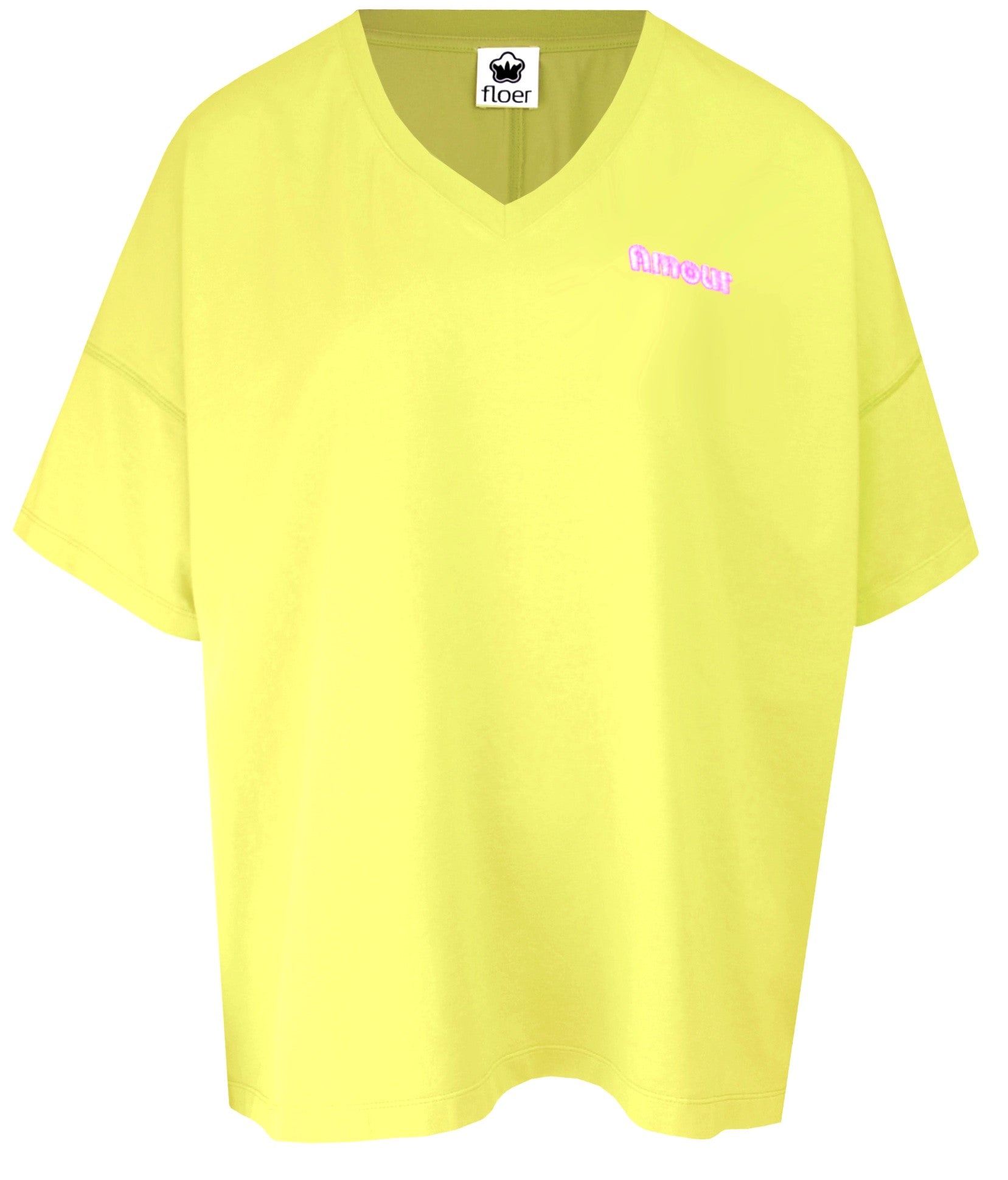 weites T-Shirt Kurzarm mit Amourstickerei limoncello