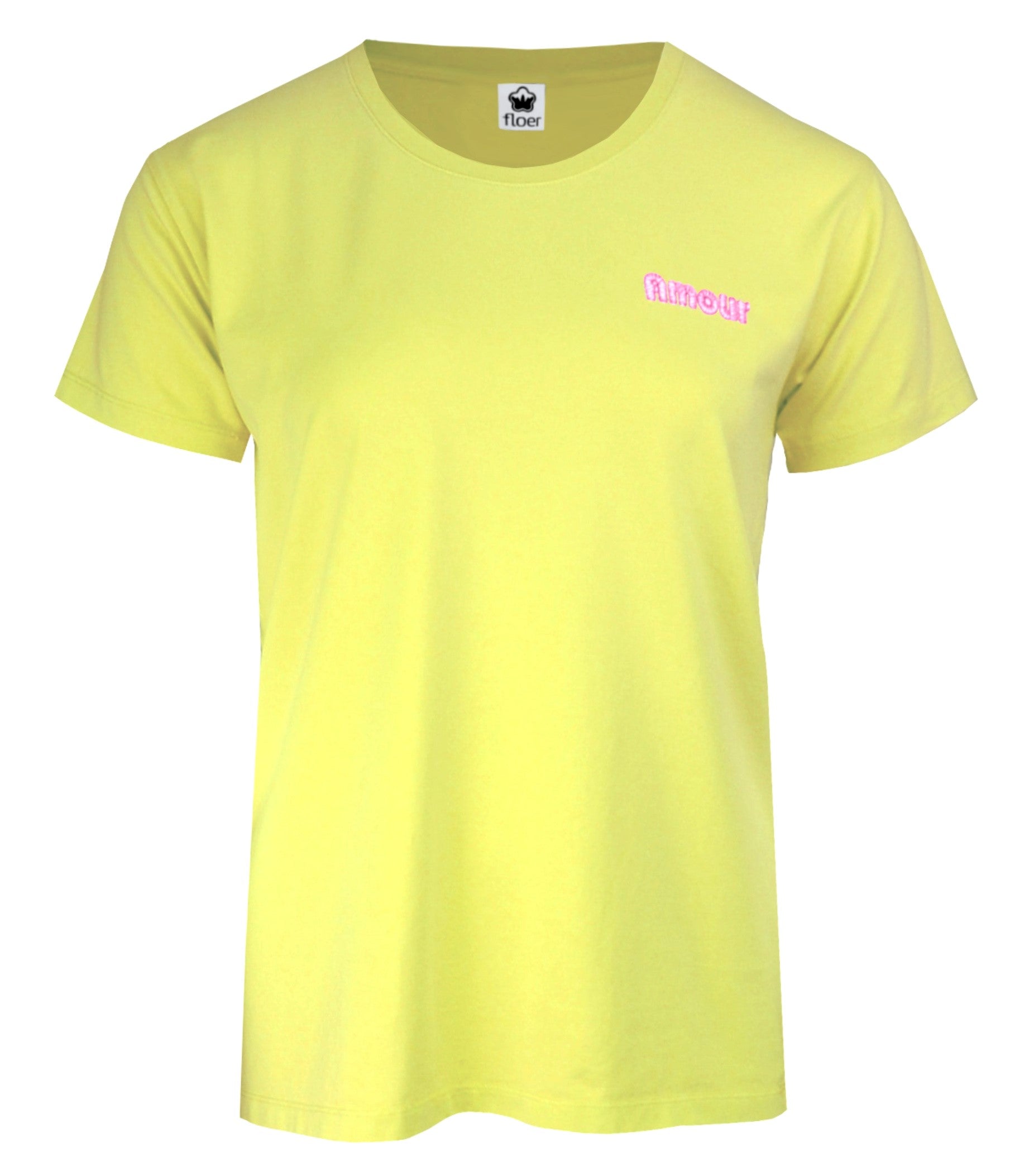 T-Shirt Kurzarm mit Amourstickerei limoncello