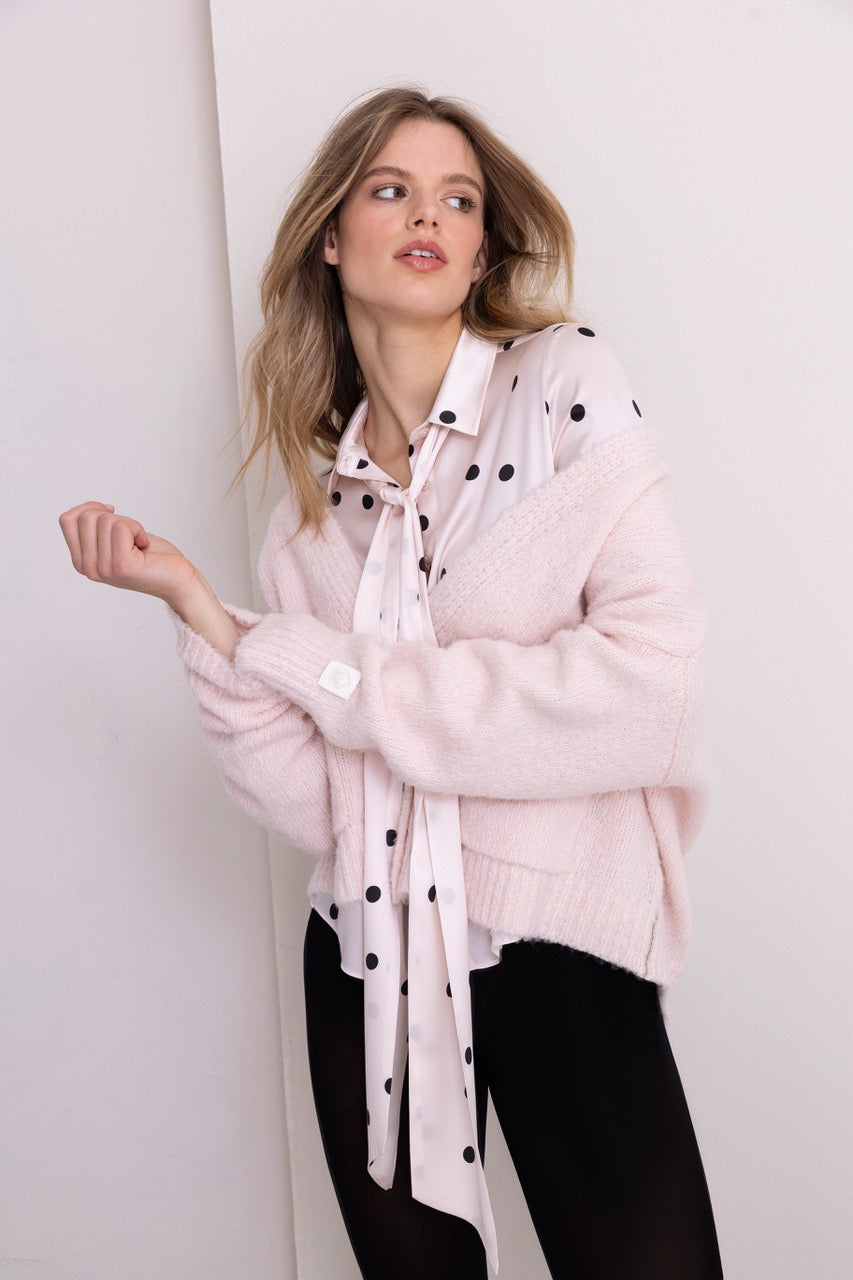 Polka dot Bluse mit Schluppe