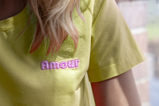 T-Shirt Kurzarm mit Amourstickerei limoncello
