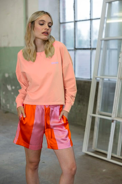 kastiges, kurzes Sweatshirt coral