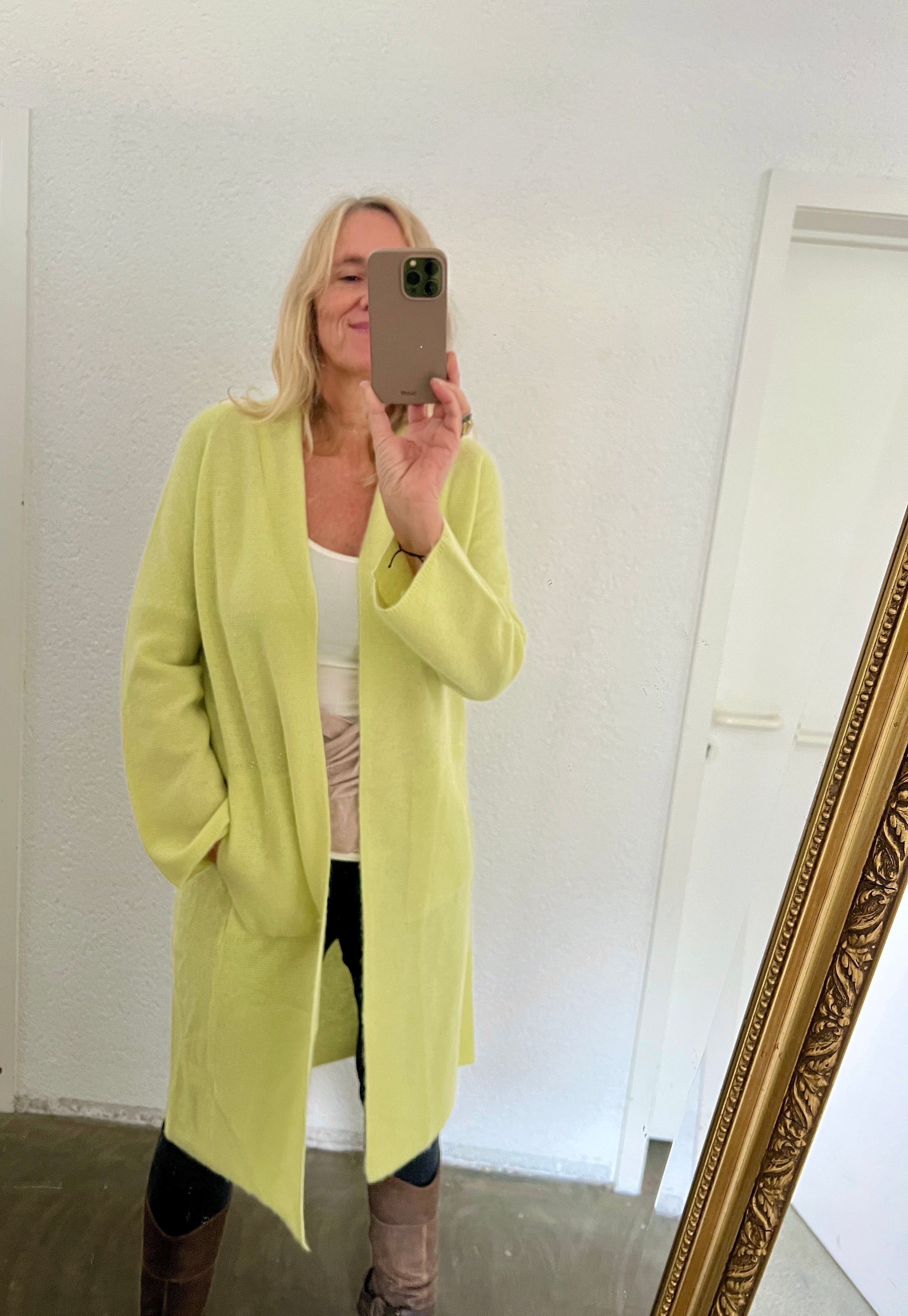 Long Cardigan Cashmere - citron tea