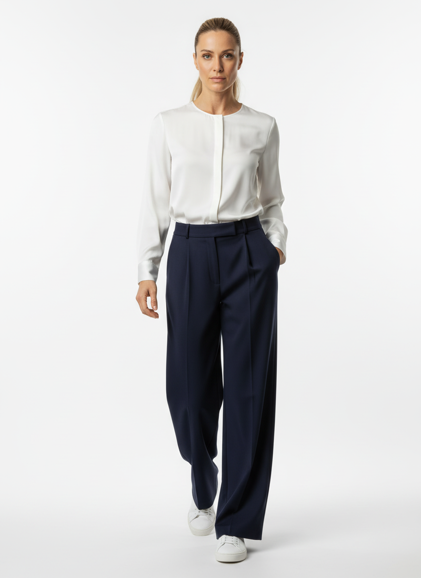 Marlenehose, bügelfrei Navy