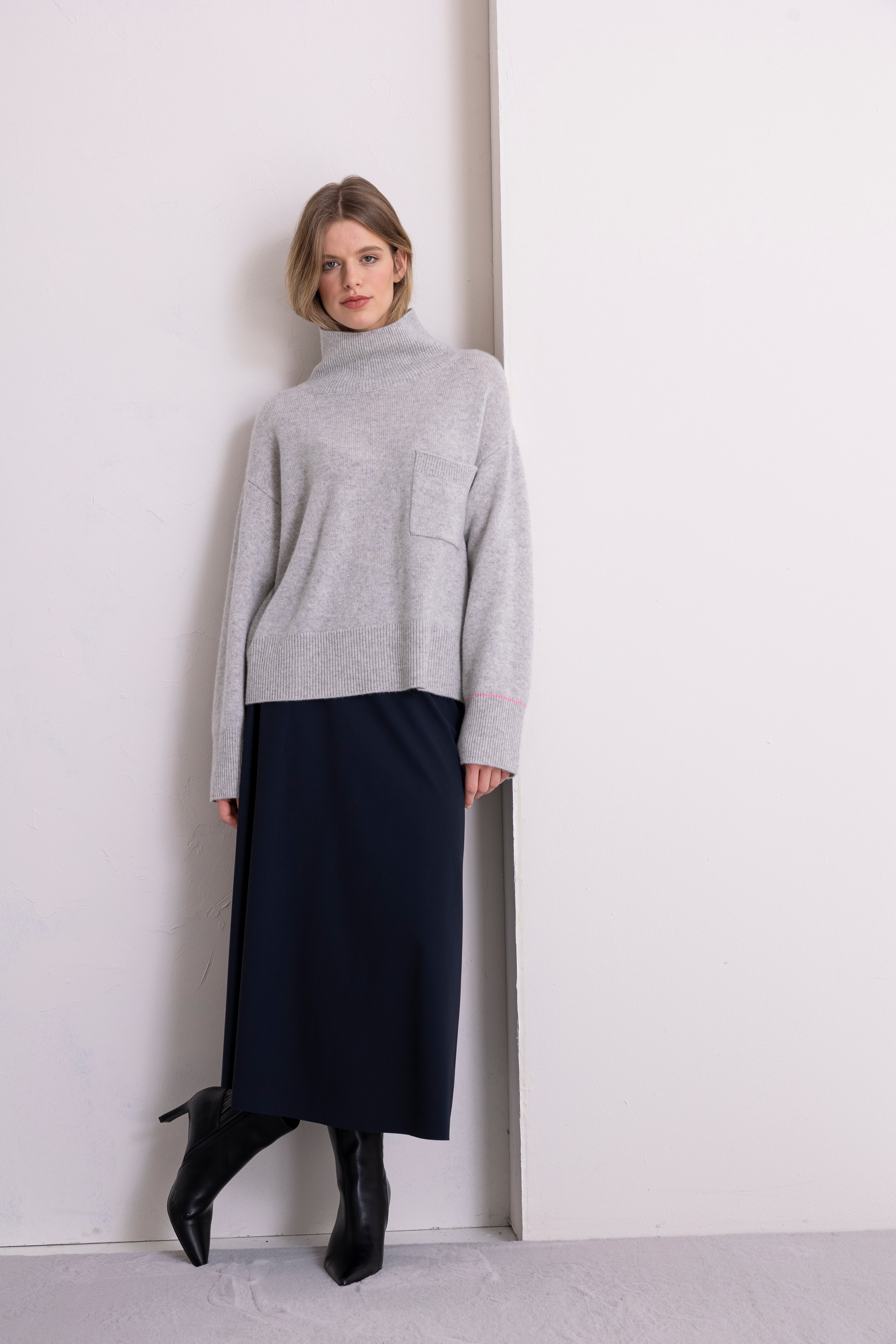 Kastiger Cashmerepullover Turtle heather