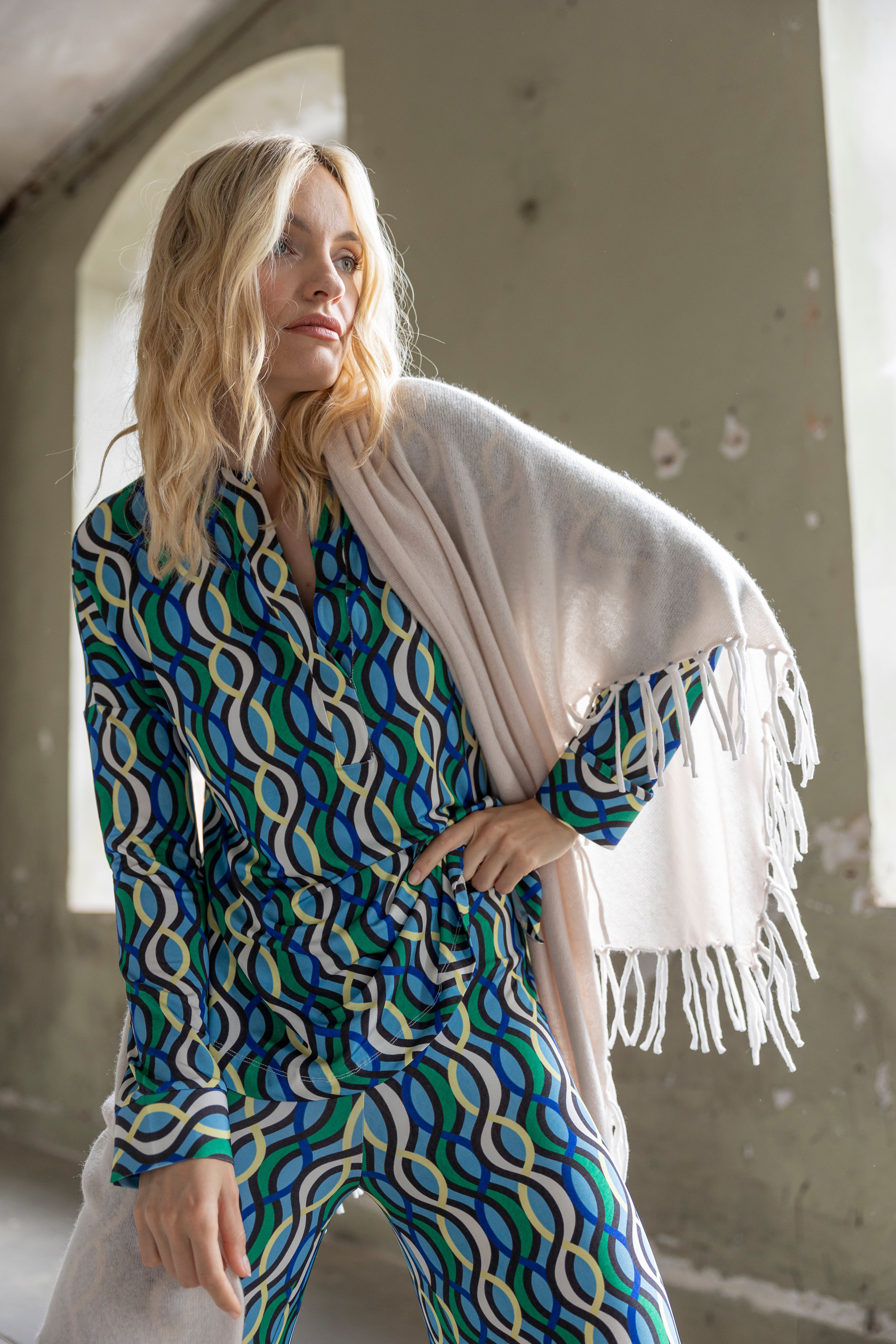 Viskosehose aus Jersey mit Print