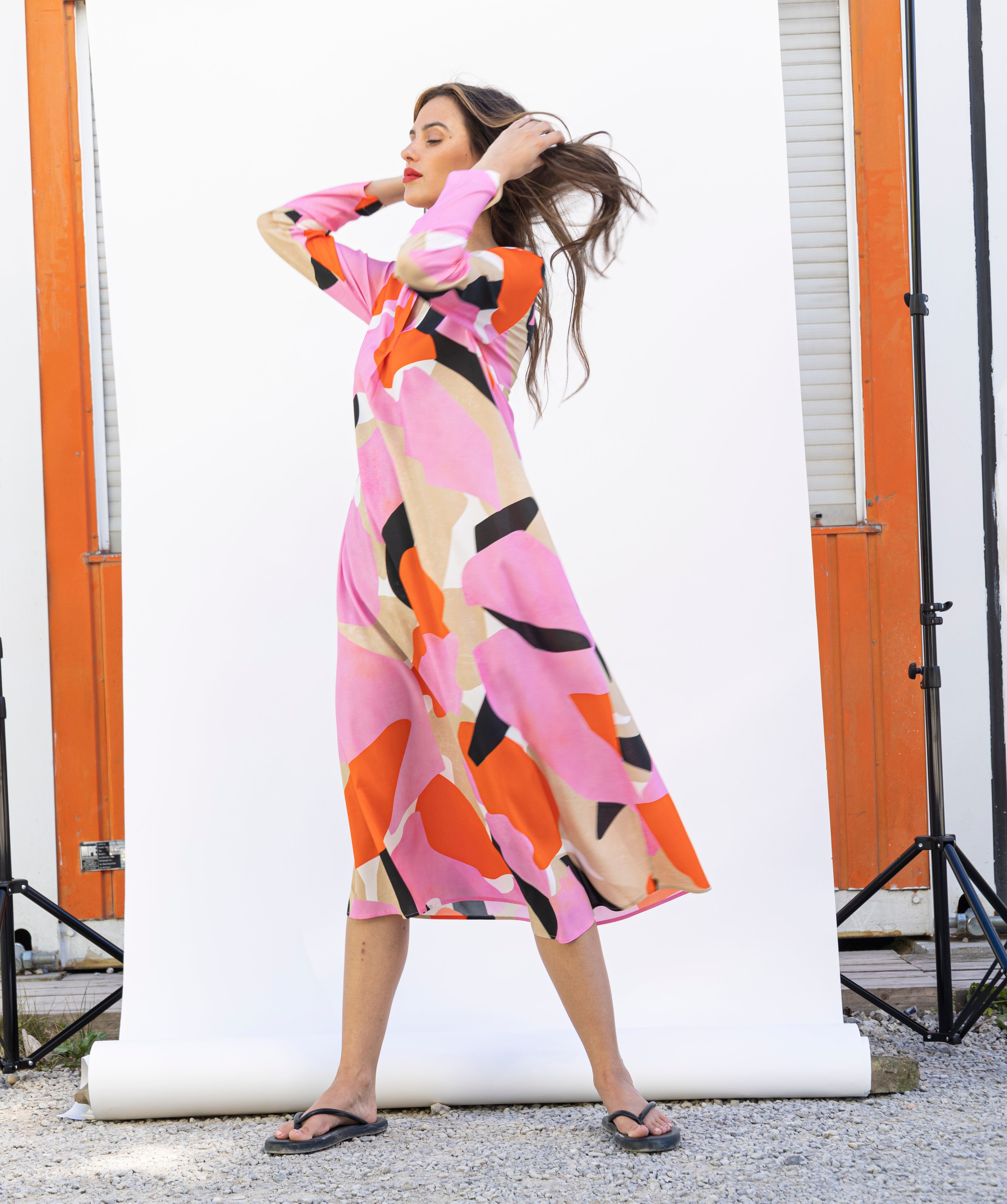 Schwingendes Kleid - Melange Print