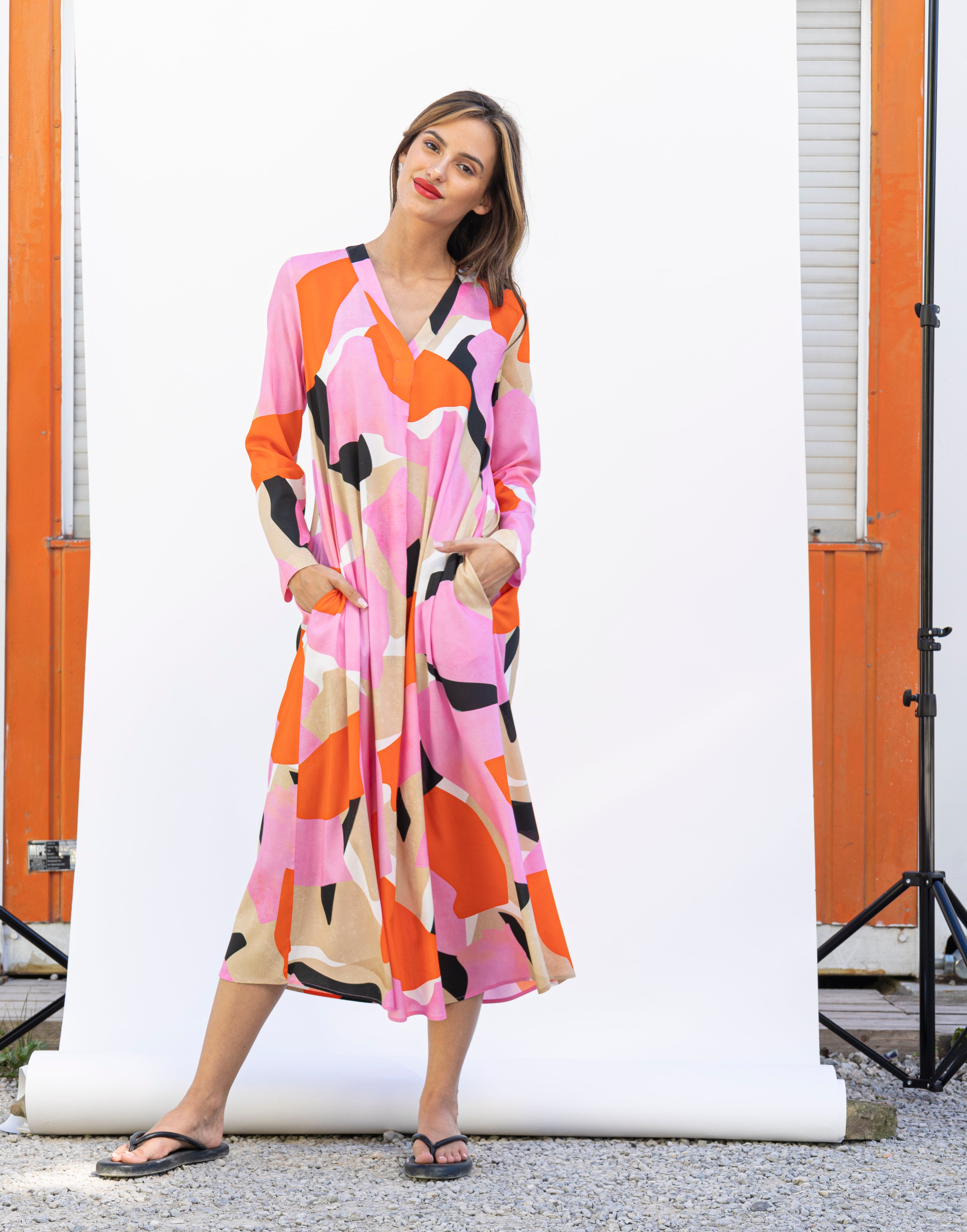 Schwingendes Kleid - Melange Print