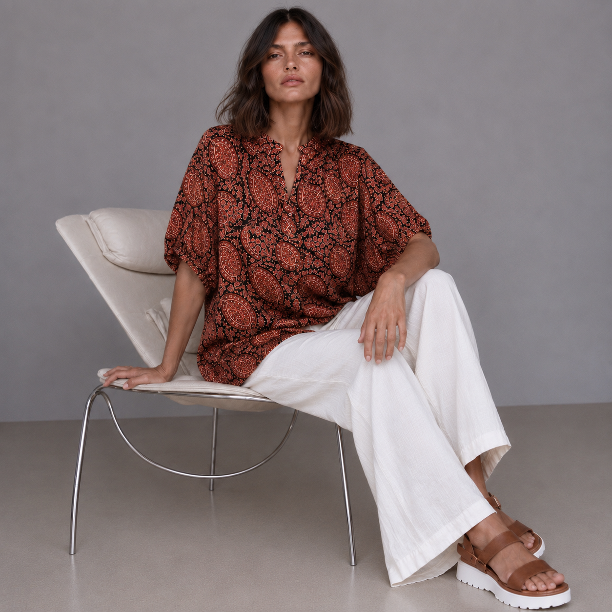 Blusenshirt SOL one size Paisley red