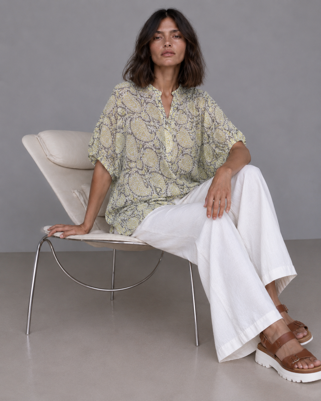 Blusenshirt SOL one size Paisley green