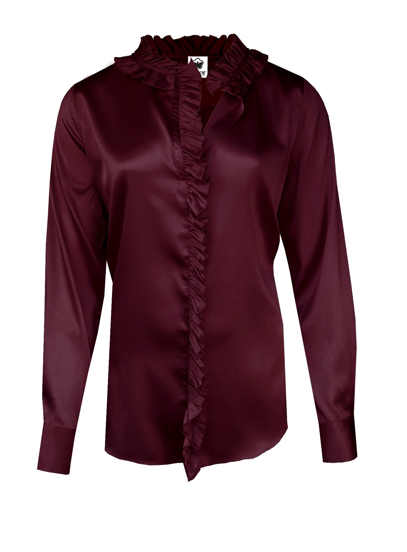 Moderne Rüschenbluse Seidenstretch berry
