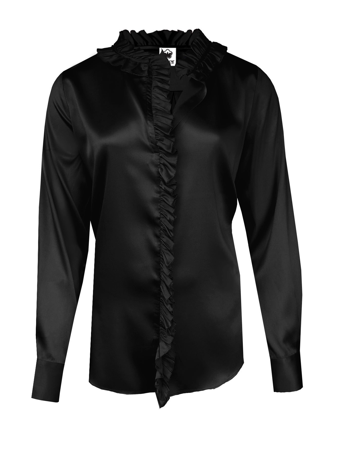 Moderne Rüschenbluse Seidenstretch black