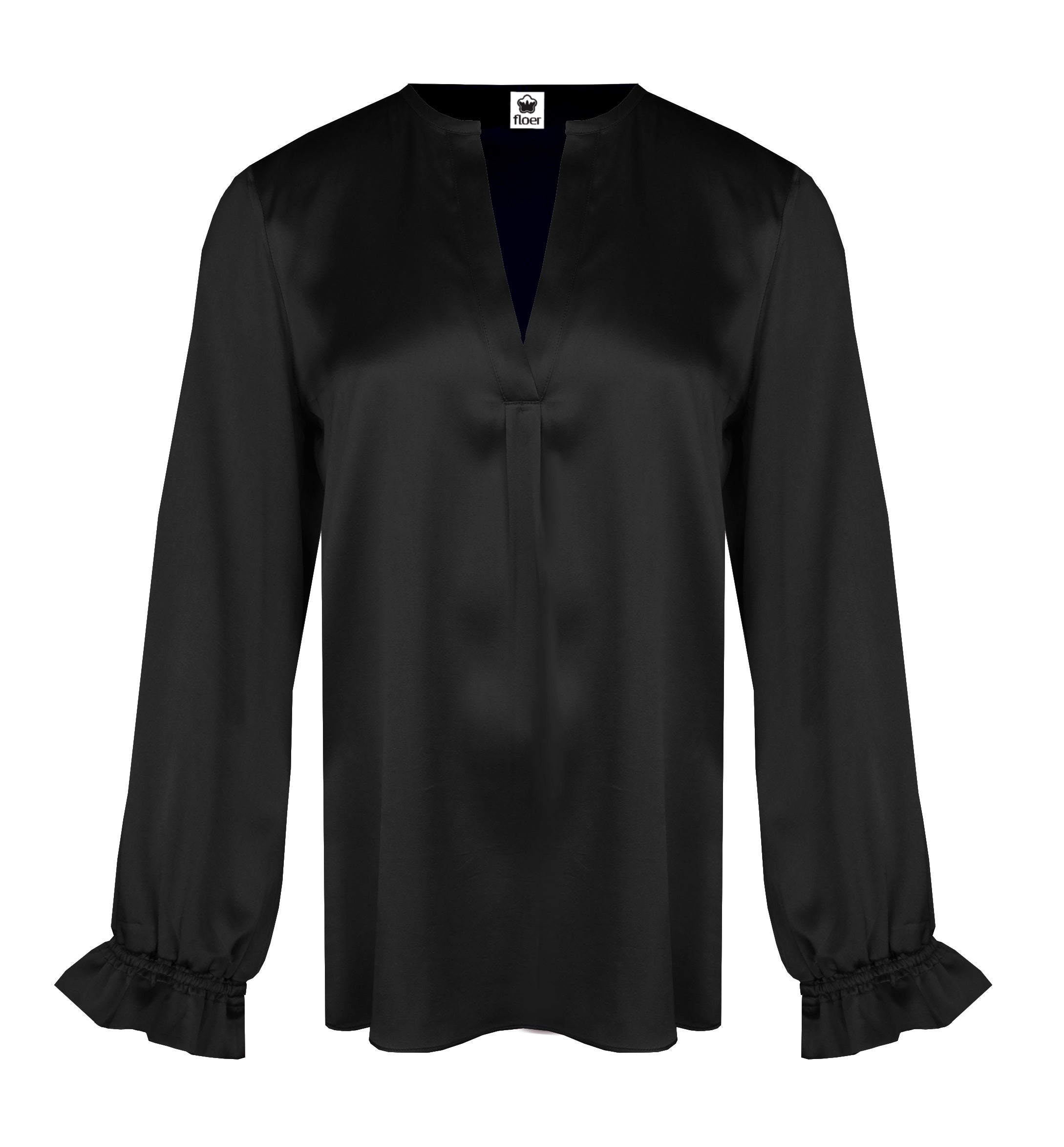 Seidenbluse mit besonderer Manschette,black
