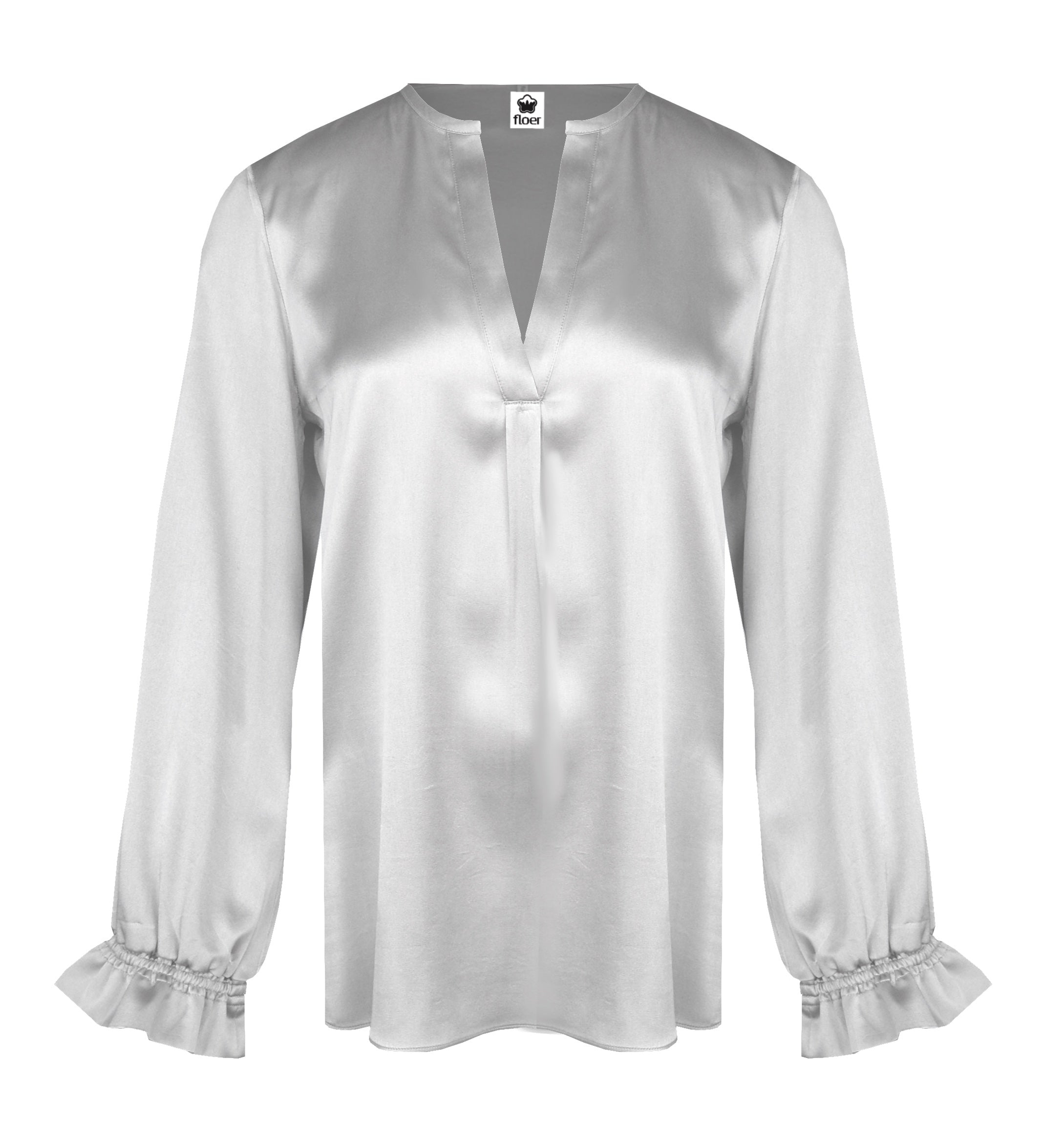 Seidenbluse mit besonderer Manschette,chalk