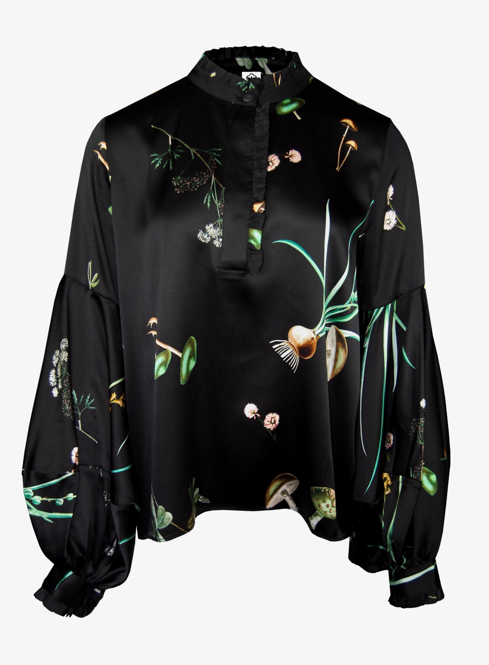 Seidenbluse mit Pilzdruck