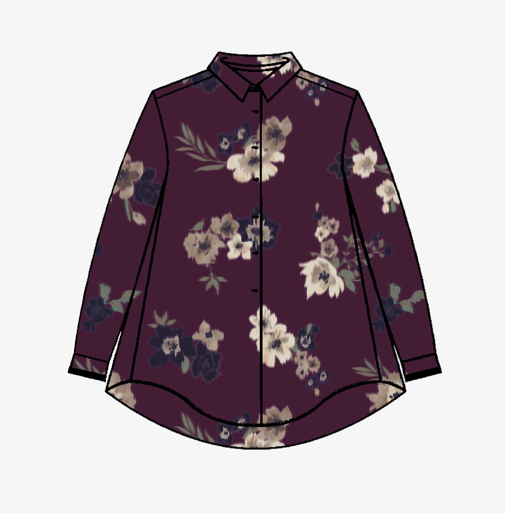 Viskosesatinbluse mit Blumenprint bordeaux