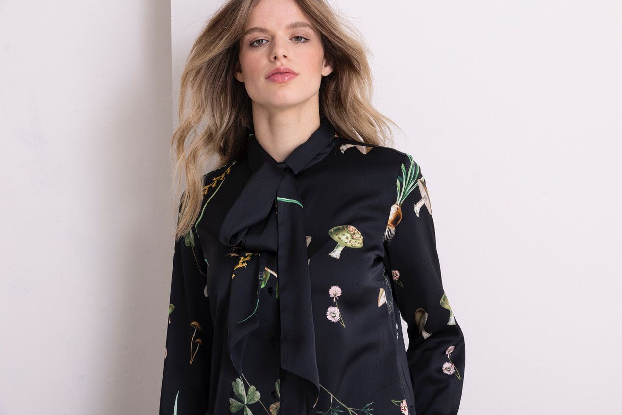 Hemdblusenkleid Viskosesatin mit Stretch