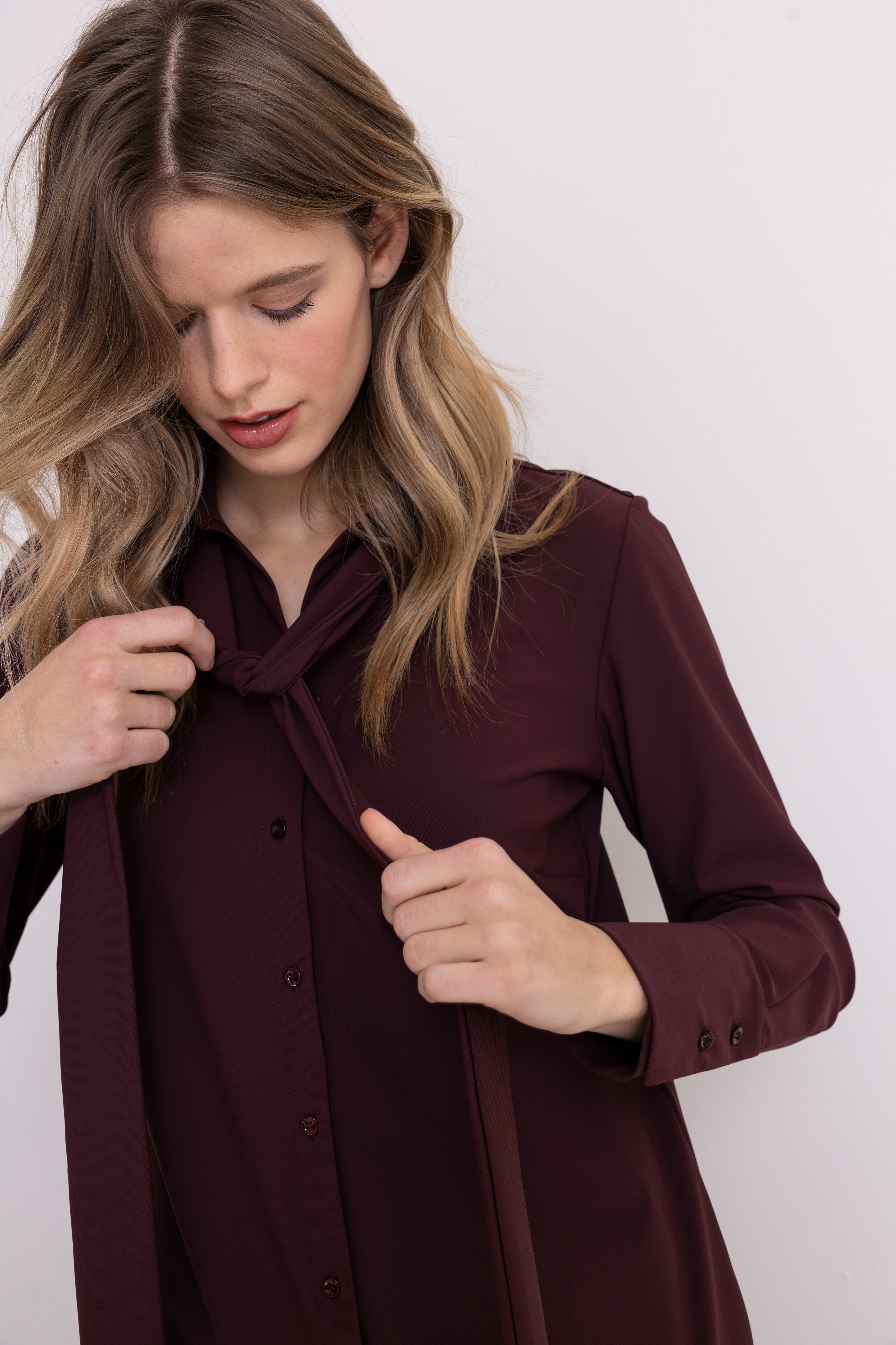 Hemdblusenkleid berry, bügelfrei