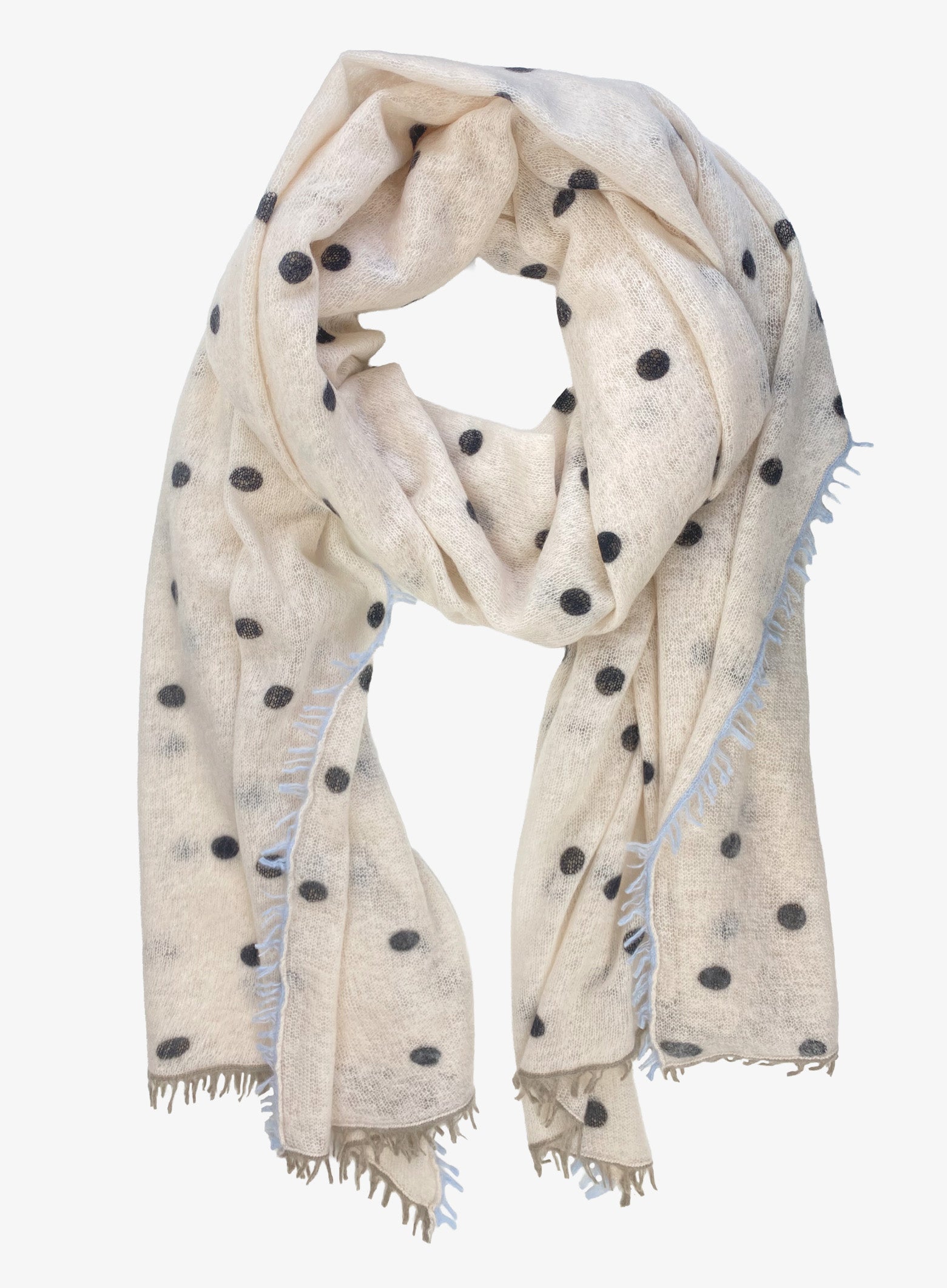 Handgefertigter Kaschmir Schal Polka dots