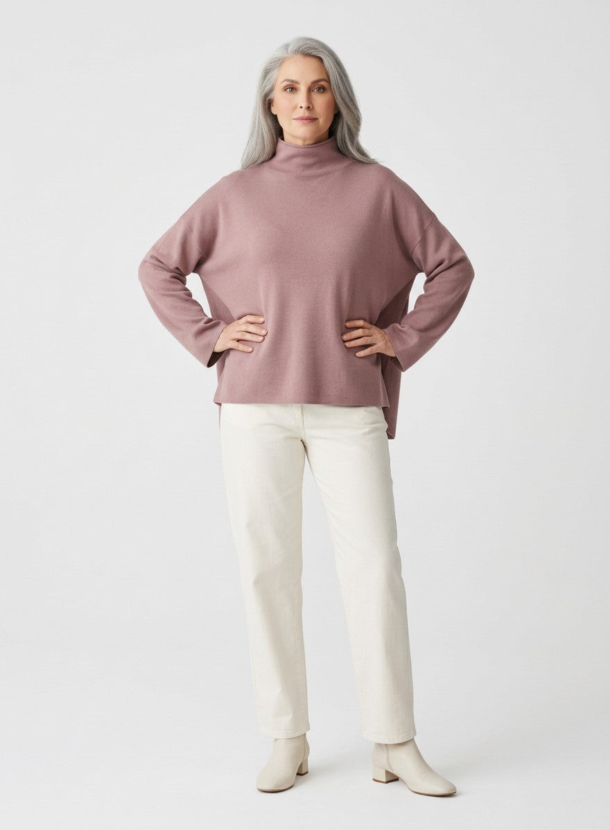 Lässiger Pullover Turtle Neck rosewood