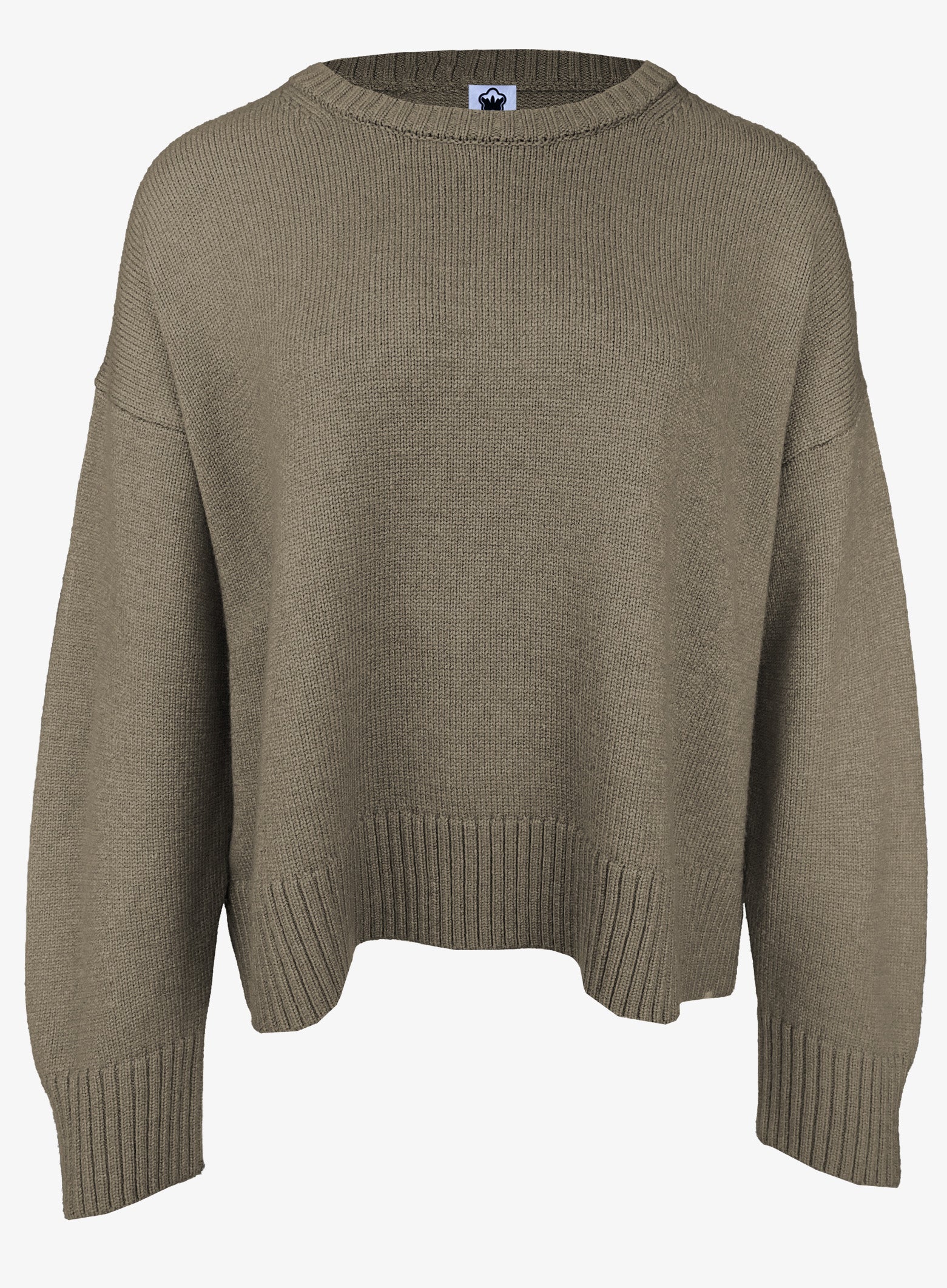 Lässiger Rundhalspullover in weicher Viskose in Olive