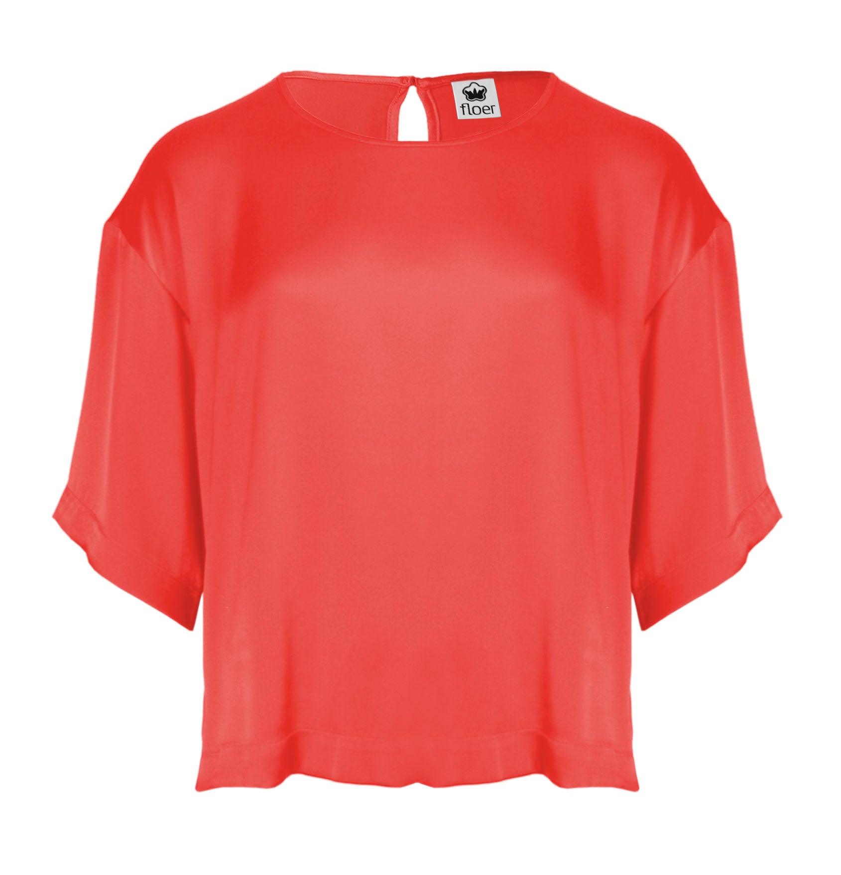 Viscoseshirt Kurzarm- hot coral