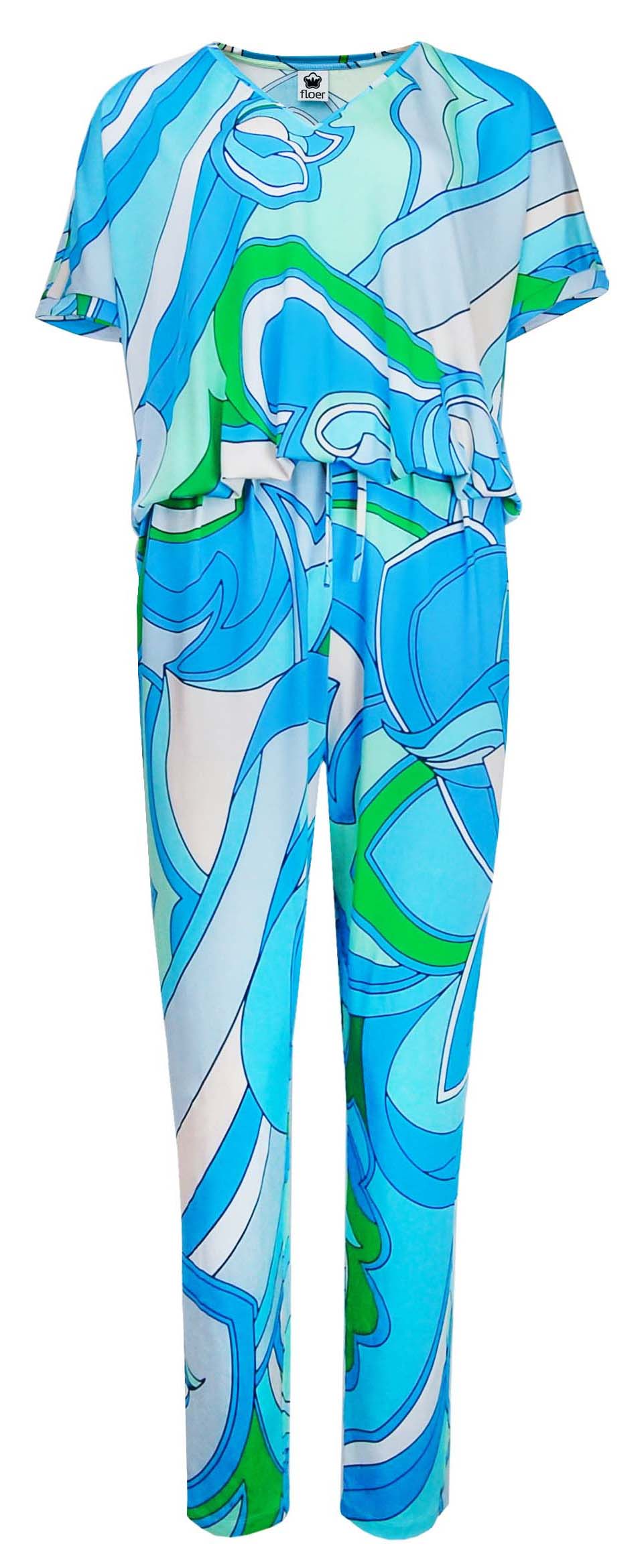 Jumpsuit aus Viskosejersey mit Print Hawai