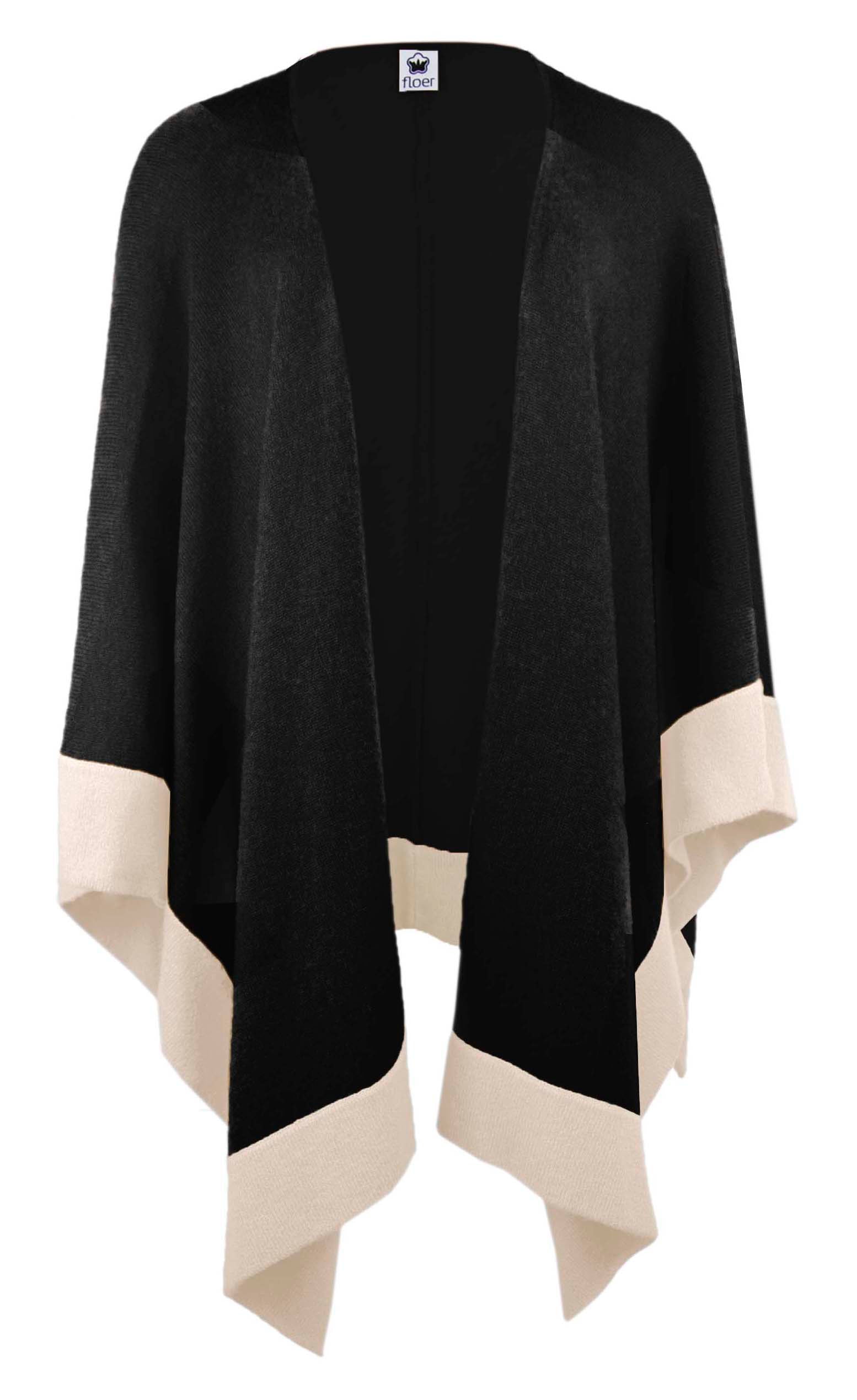 Cashmere Poncho zweifarbig schwarz