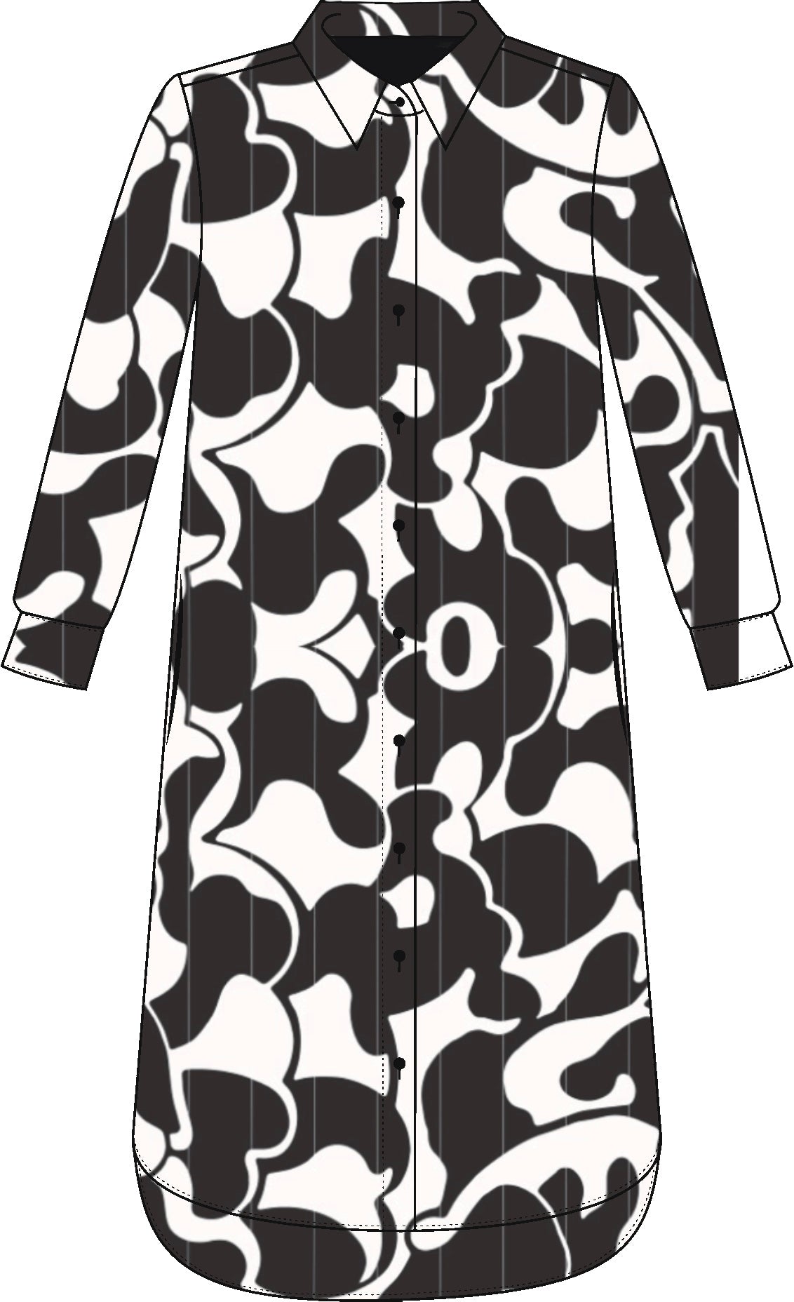 Hemdblusenkleid schwarz/weiß