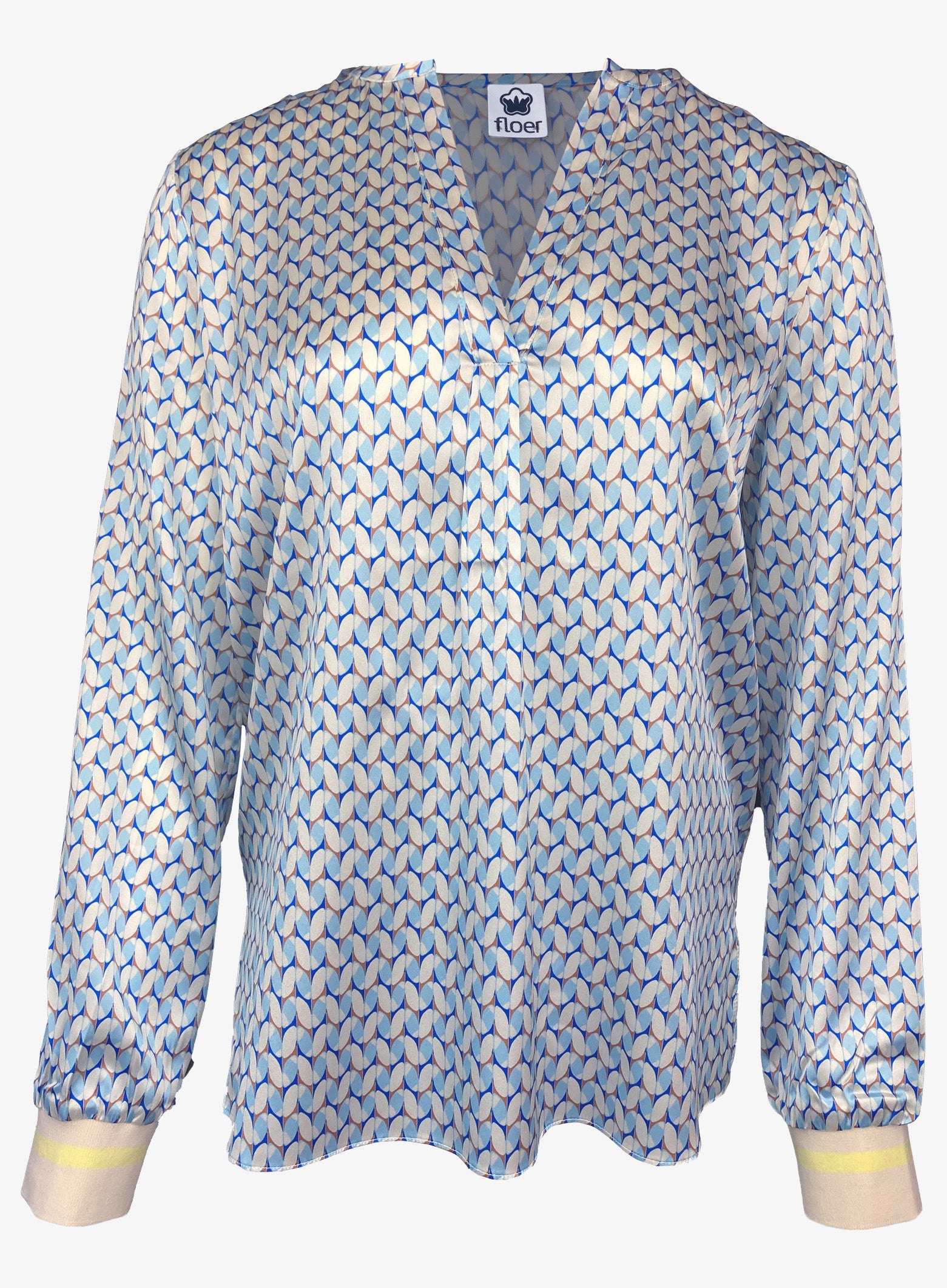 Lässige Seidenbluse Mesh Print sky