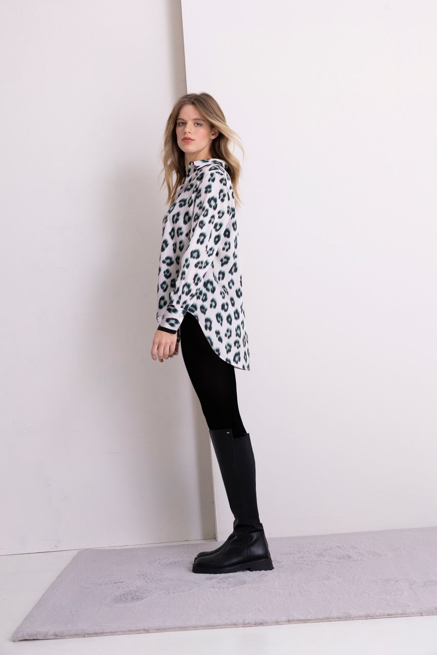 Viskosesatinbluse mit Blumenprint navy
